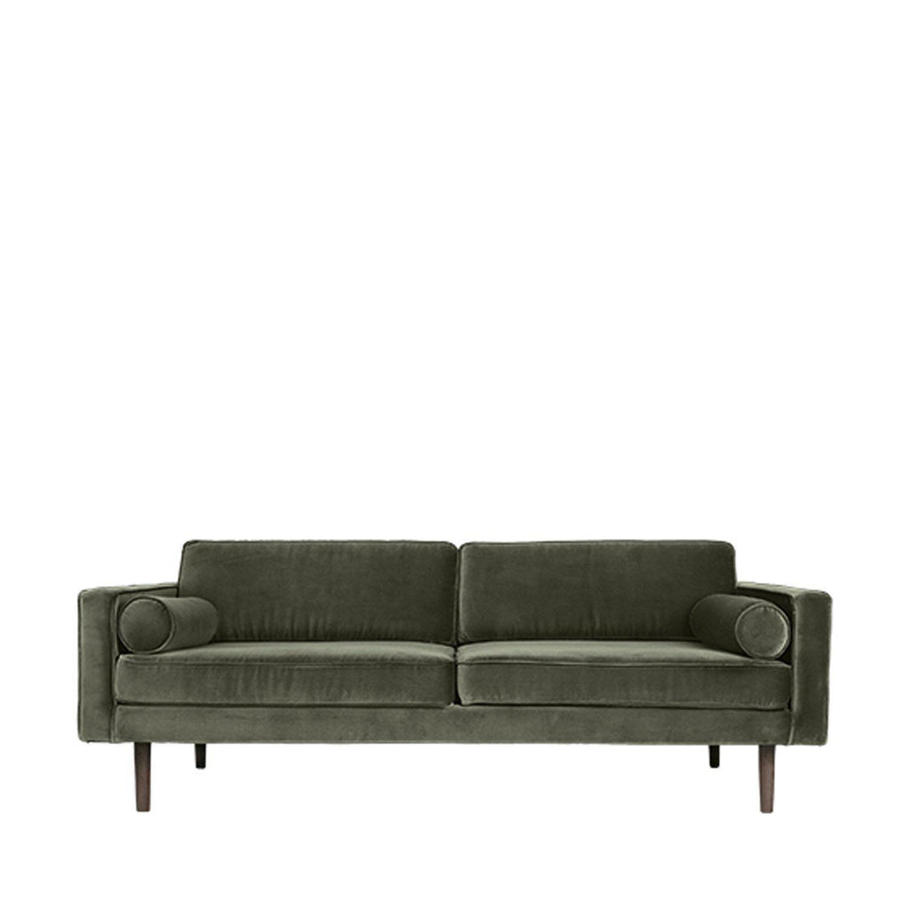 Broste Copenhagen Wind Velvet Large Sofa In Grape Leaf Green-Beaumonde