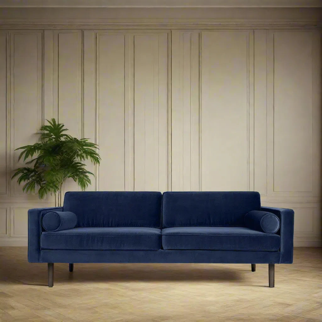 Broste Copenhagen Wind Velvet Large Sofa In Insignia Blue-Beaumonde