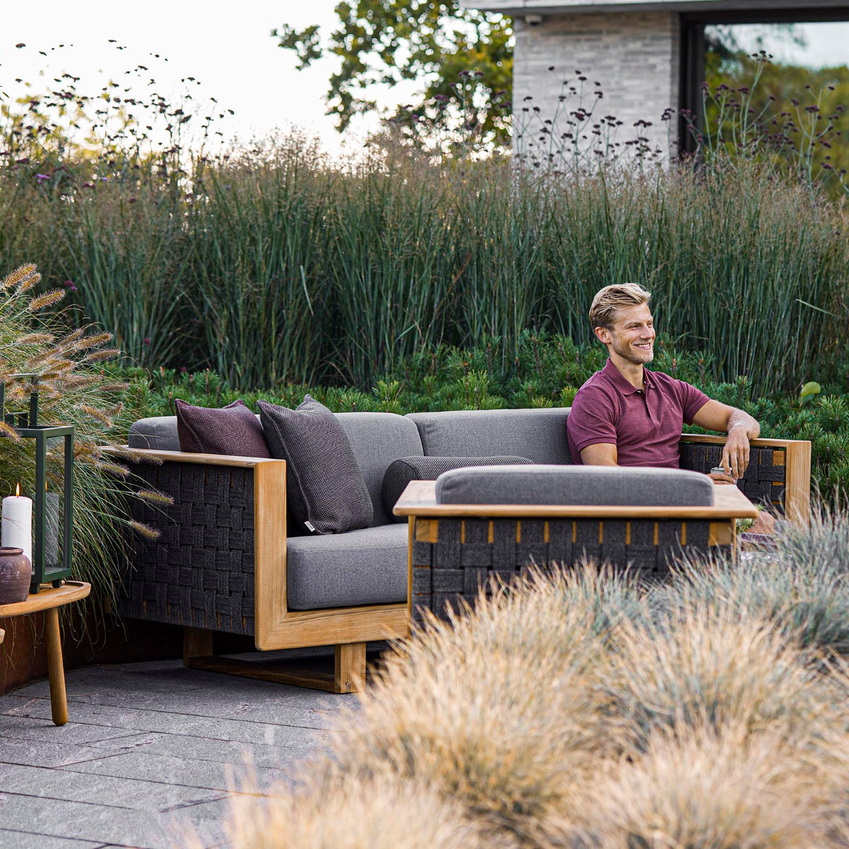 Cane-line Angle 3-Seater Sofa with Teak Frame-Beaumonde