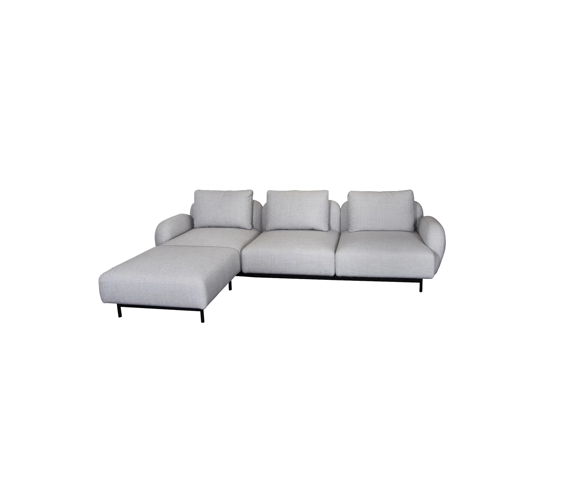 Cane-line Aura 3-Seater Sofa with Low Armrest & Chaise Lounge-Beaumonde