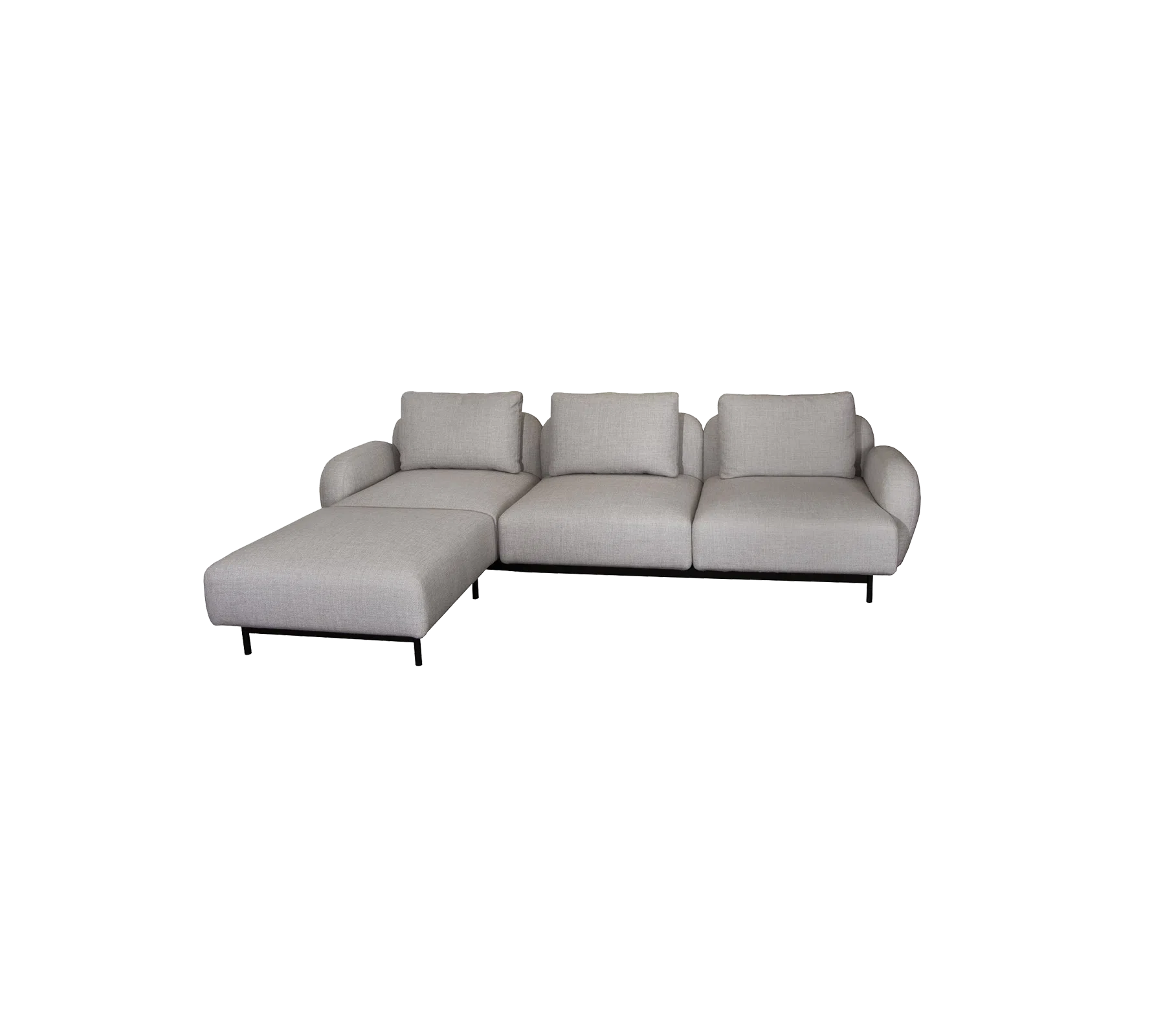 Cane-line Aura 3-Seater Sofa with Low Armrest & Chaise Lounge-Beaumonde