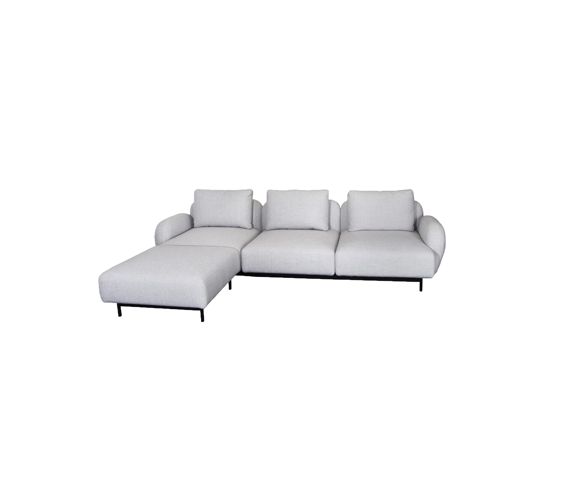 Cane-line Aura 3-Seater Sofa with Low Armrest & Chaise Lounge-Beaumonde