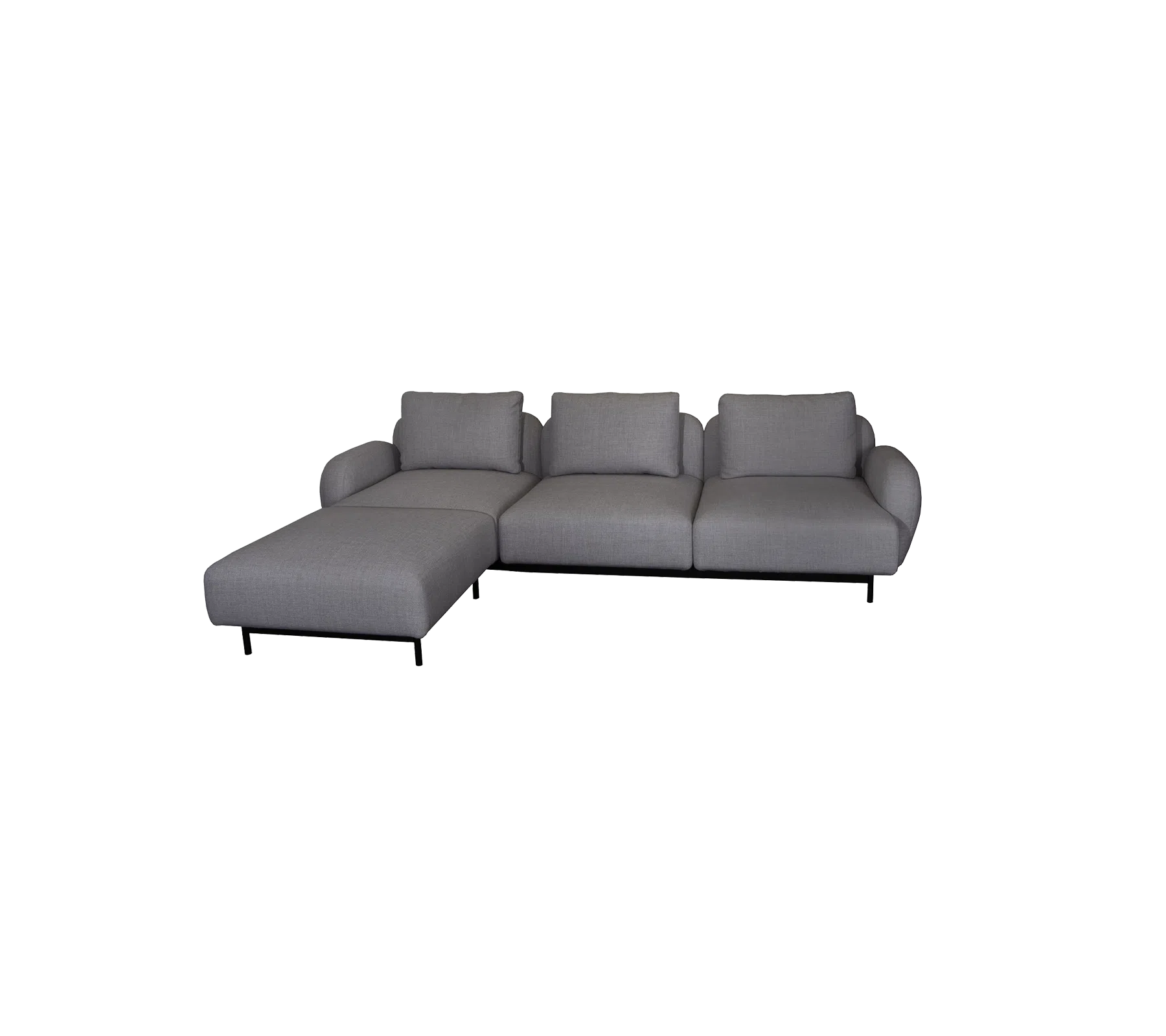 Cane-line Aura 3-Seater Sofa with Low Armrest & Chaise Lounge-Beaumonde