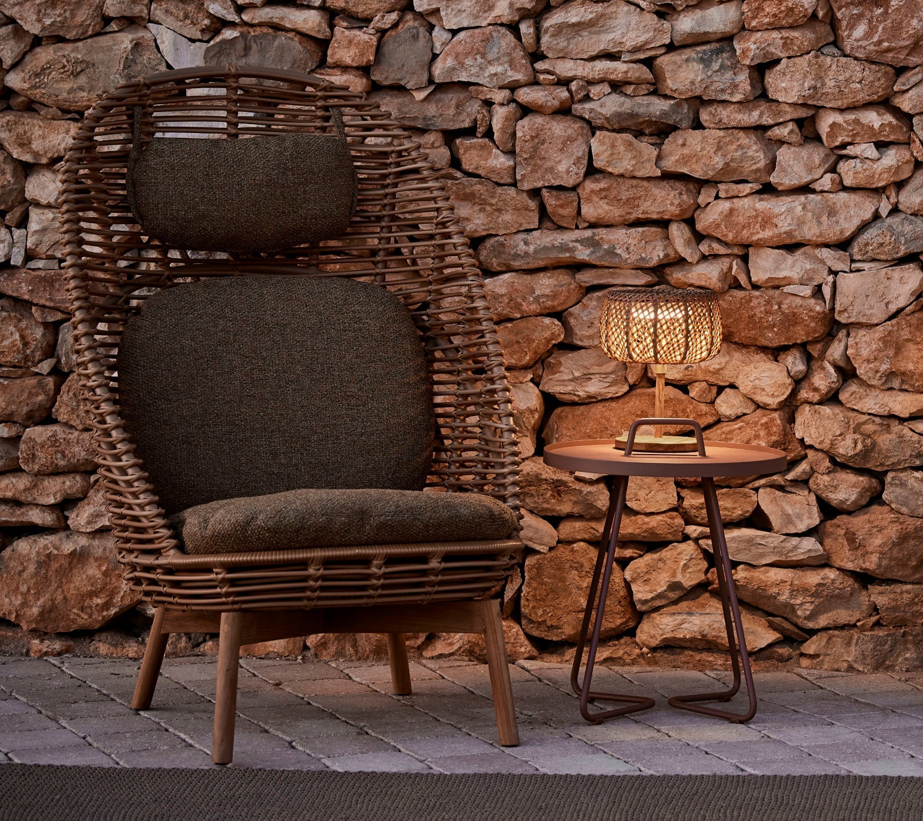 Cane-line Hive Highback Chair with Teak Legs-Beaumonde