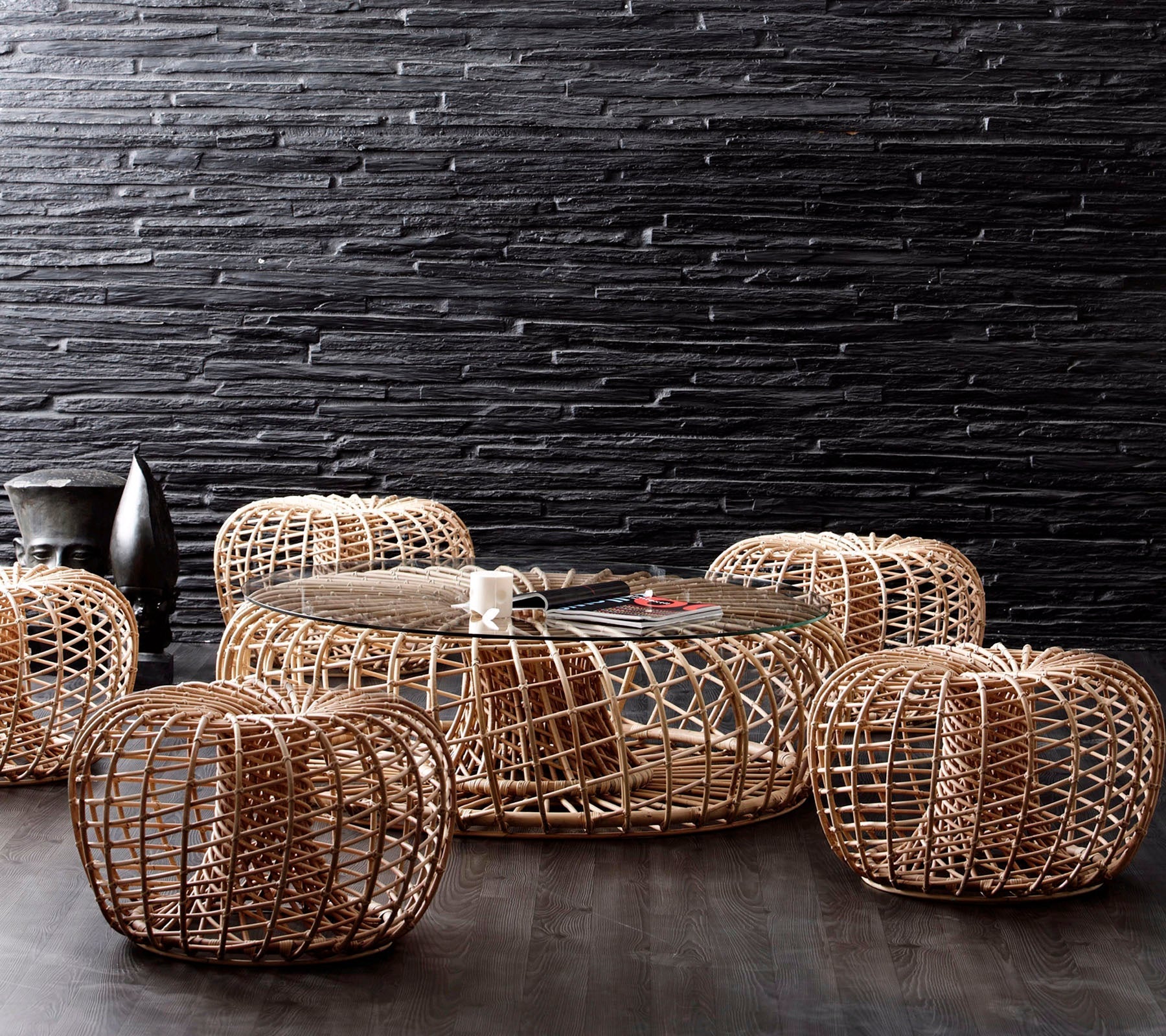 Cane-line Nest Coffee Table/Footstool Large Indoor-Beaumonde