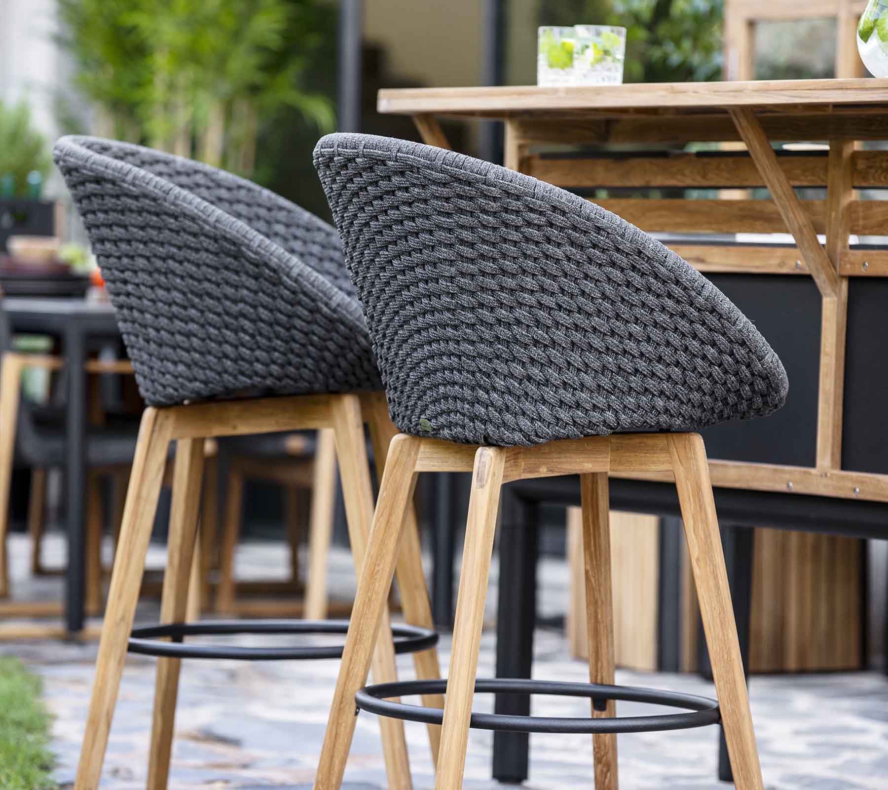 Cane-line Peacock Bar Chair with Teak Legs-Beaumonde