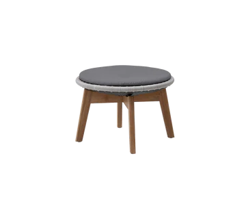 Cane-line Peacock Footstool/Side Table with Teak Legs-Beaumonde