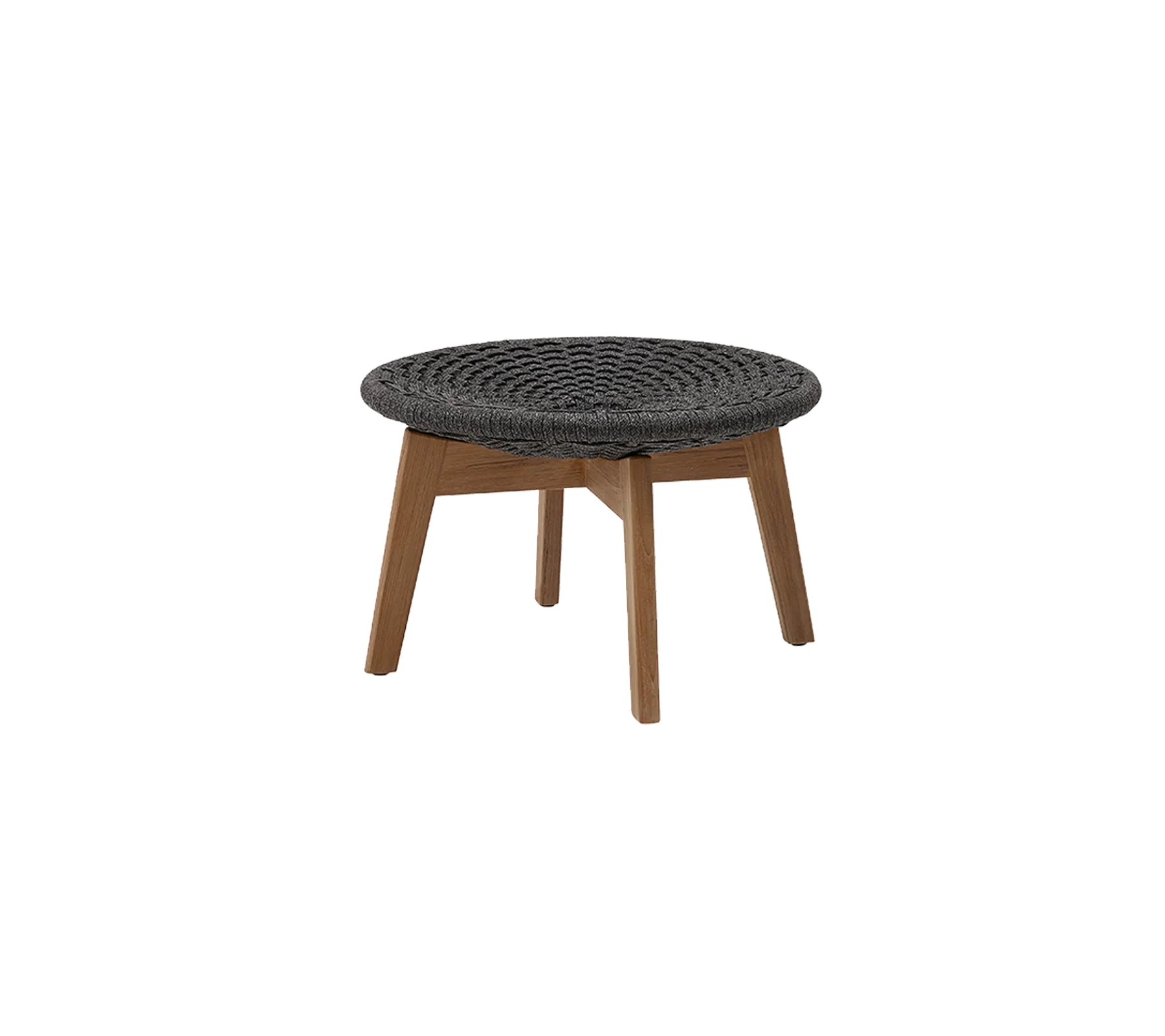 Cane-line Peacock Footstool/Side Table with Teak Legs-Beaumonde