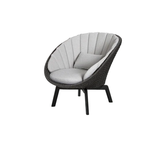 Cane-line Peacock Lounge Chair with Black Aluminium Legs-Beaumonde