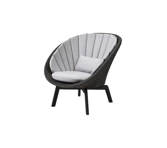 Cane-line Peacock Lounge Chair with Black Aluminium Legs-Beaumonde