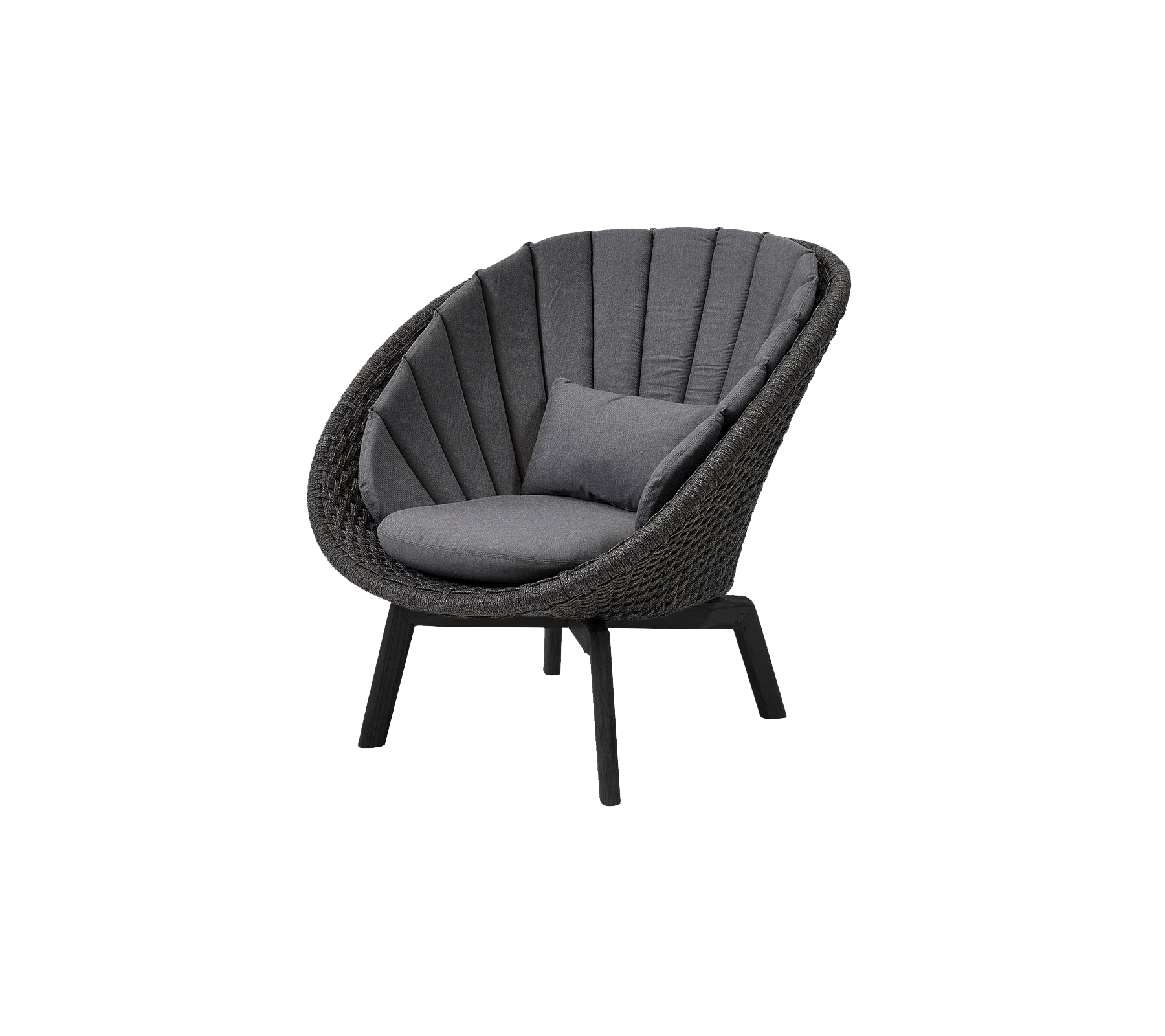 Cane-line Peacock Lounge Chair with Black Aluminium Legs-Beaumonde