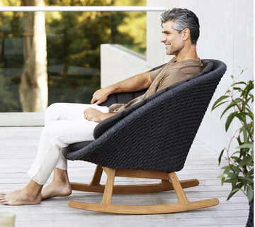 Cane-line Peacock Rocking Chair with Teak Legs-Beaumonde
