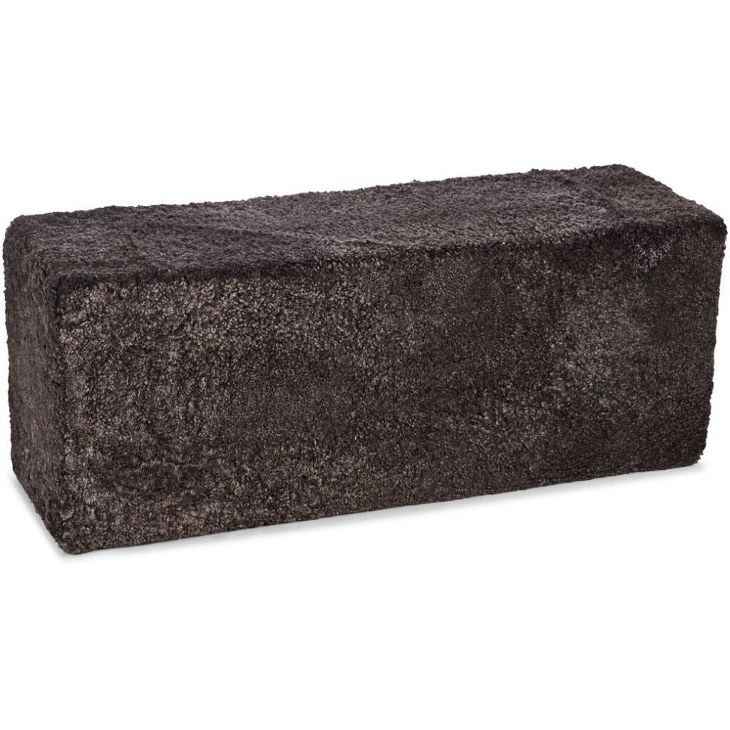 Natures Collection Short Wool Curly Sheepskin Pouf-Bench