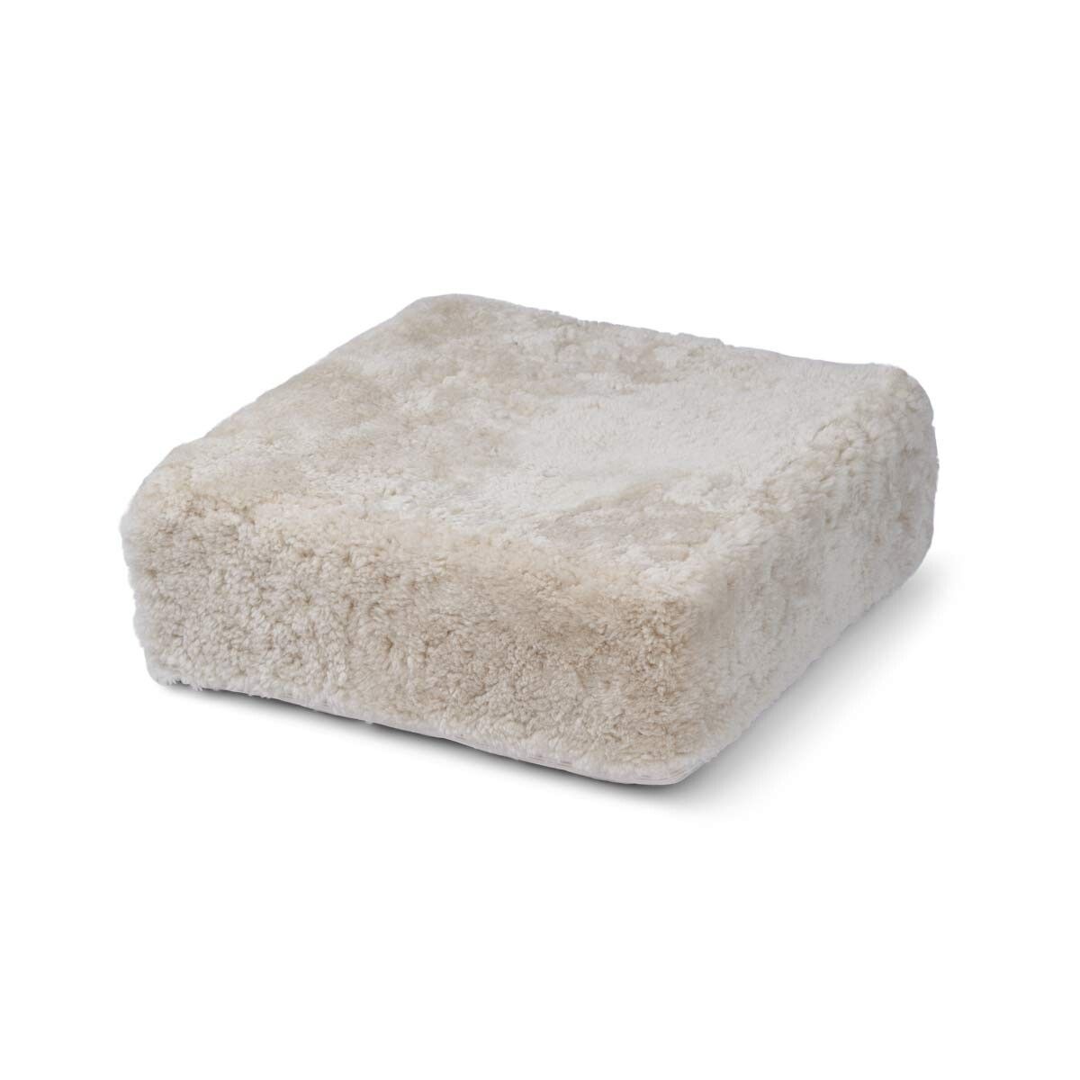 Natures Collection Short Wool Curly Sheepskin Pouf