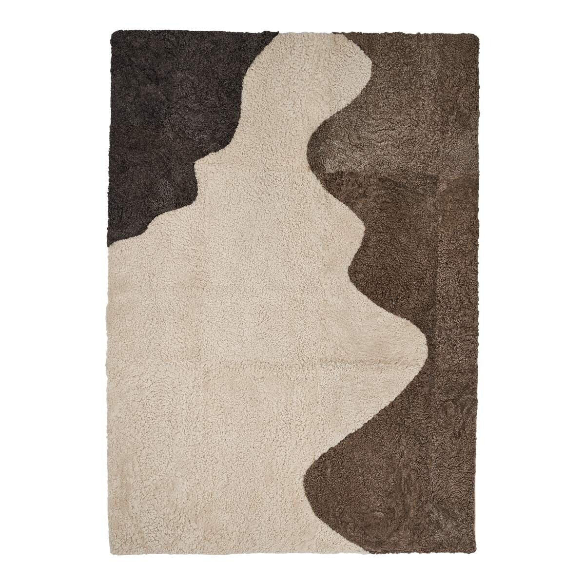 Natures Collection Short Wool Curly Sheepskin River Design Rug