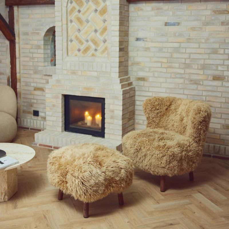 Natures Collection Emil Foot Rest Stool | Long Wool