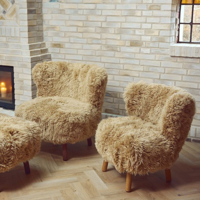 Natures Collection Emil Foot Rest Stool | Long Wool