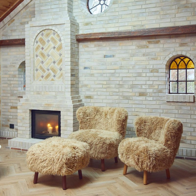 Natures Collection Emil Foot Rest Stool | Long Wool