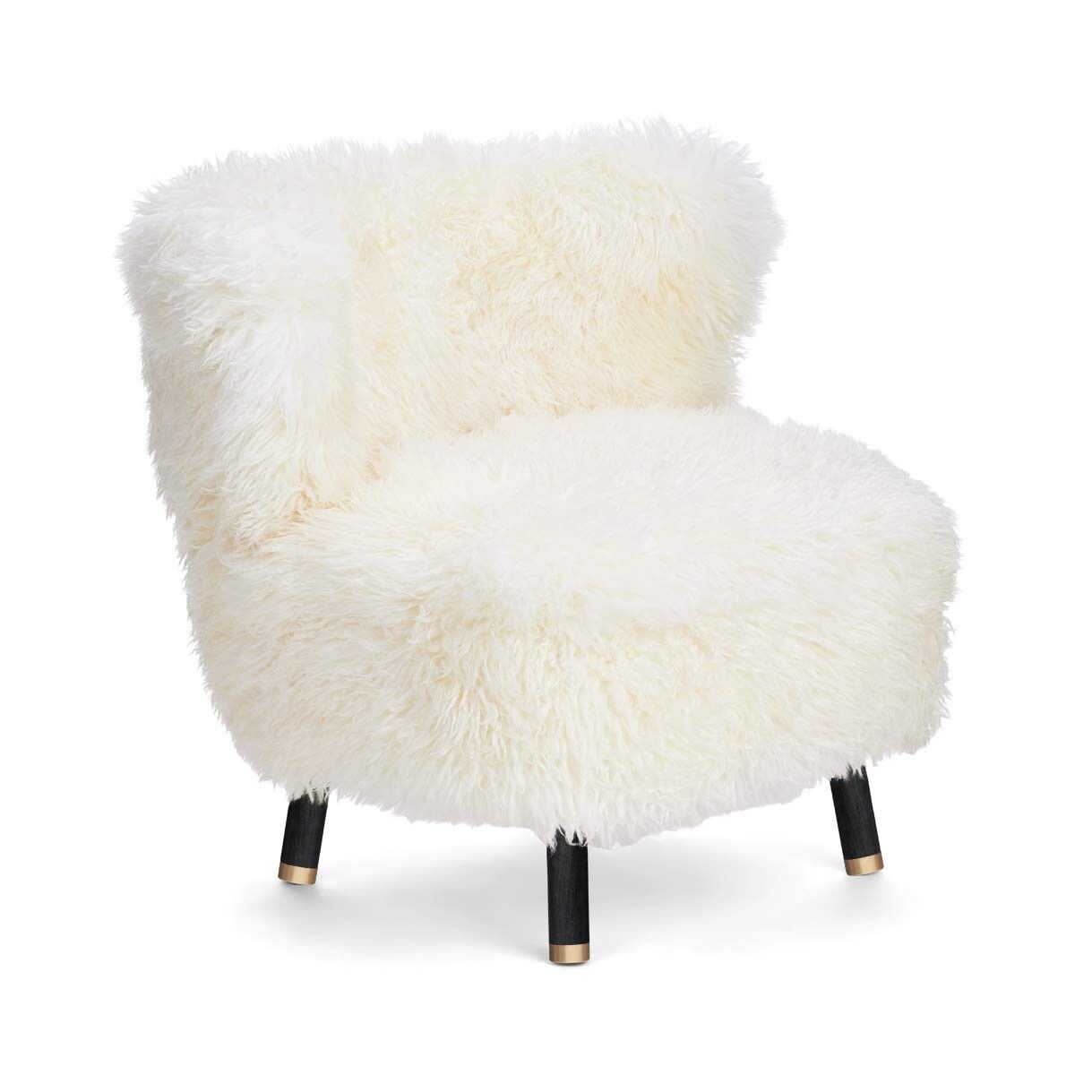 Natures Collection Emil Lounge Chair | Brass | Long Wool