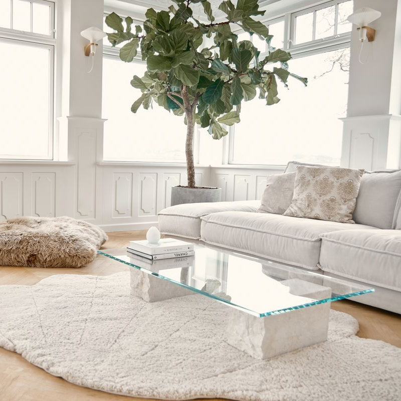 Natures Collection Short Wool Curly Sheepskin Shell Design Rug | 210x150 cm
