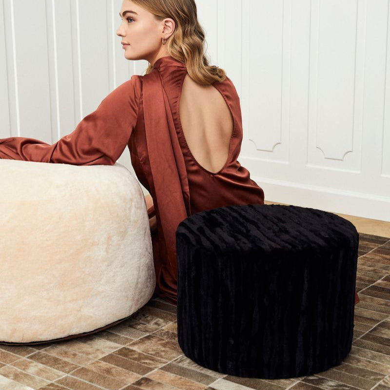 Natures Collection Round Moccasin Pouf | ø55xH36cm
