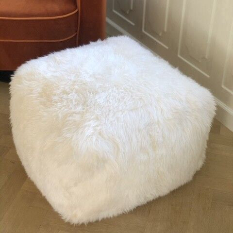 Natures Collection Long Wool Sheepskin Pouf