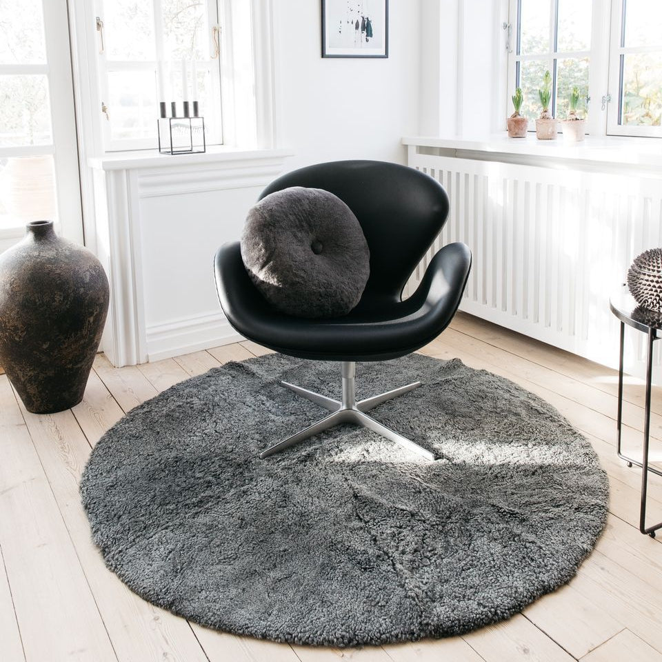 Natures Collection Short Wool Curly Sheepskin Design Rug | Ø180 cm