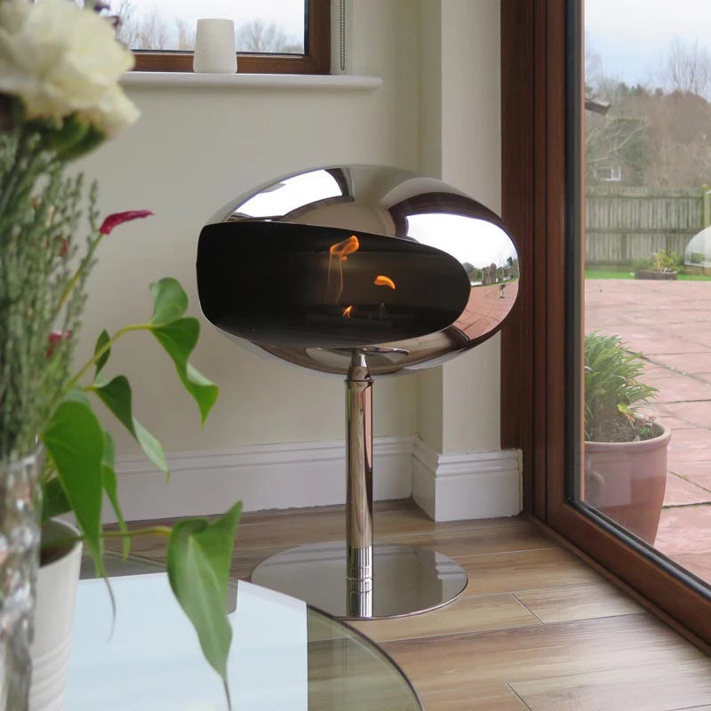 Cocoon Fires Pedestal - Polished Steel with a Polished Steel Base