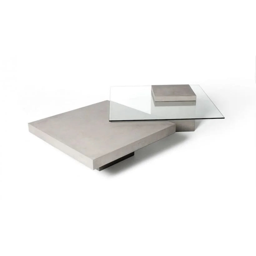 Lyon Beton Verveine Concrete Coffee Table With Glass Top-Beaumonde