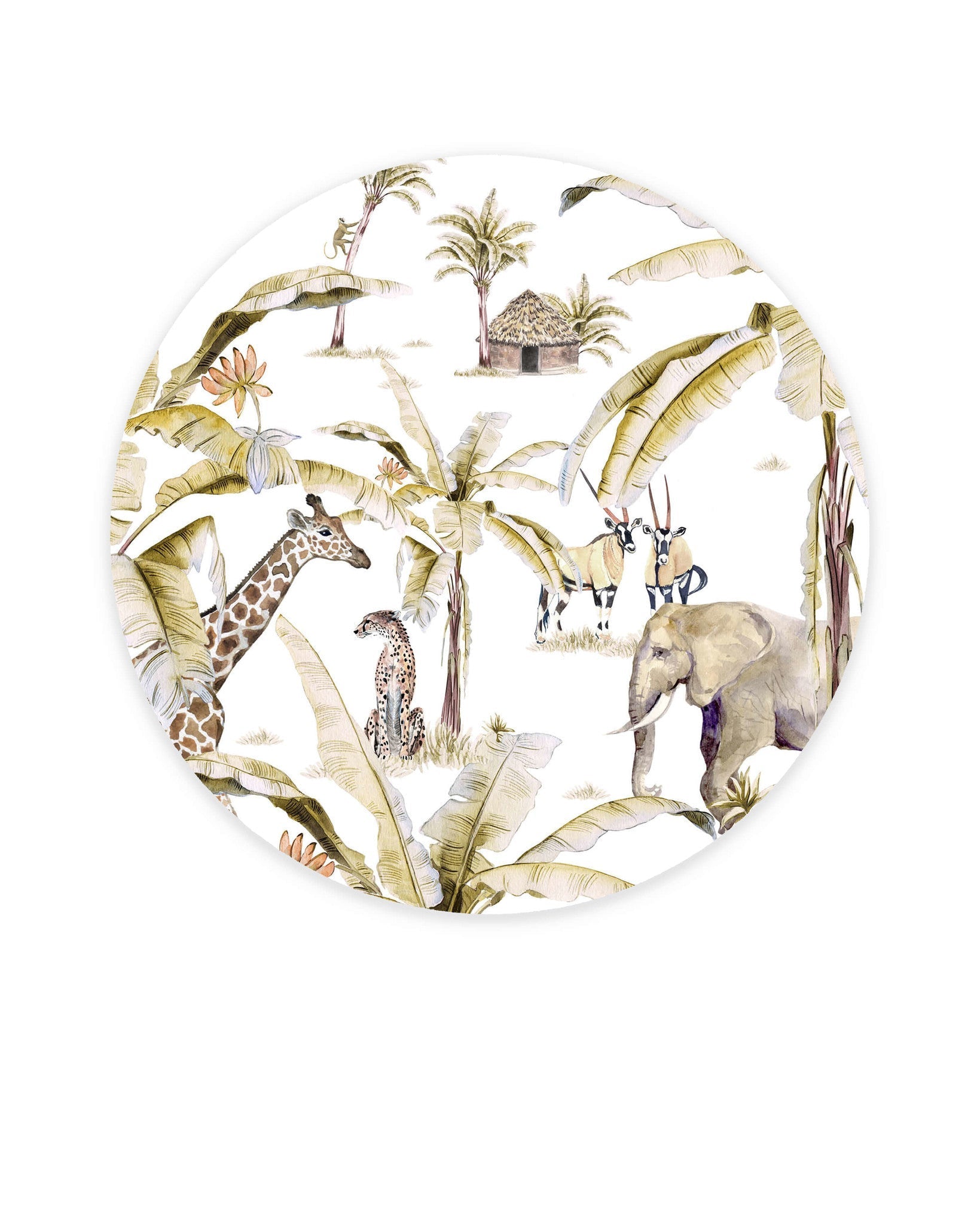Creative Lab Amsterdam African Safari Sunset Wallpaper Circle Mural-Beaumonde