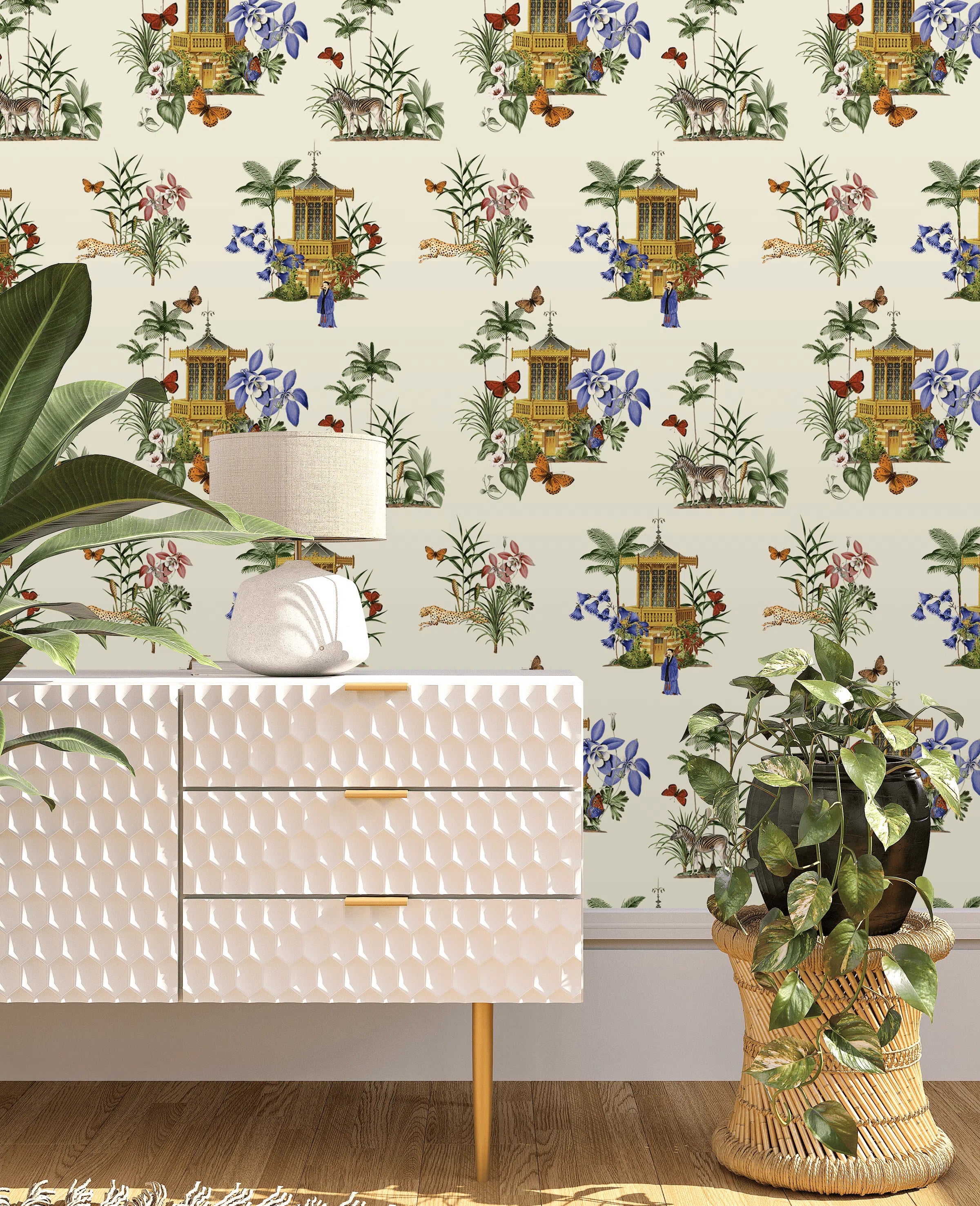 Creative Lab Amsterdam Asian Botanical Garden Vanilla Repetitive Wallpaper-Beaumonde