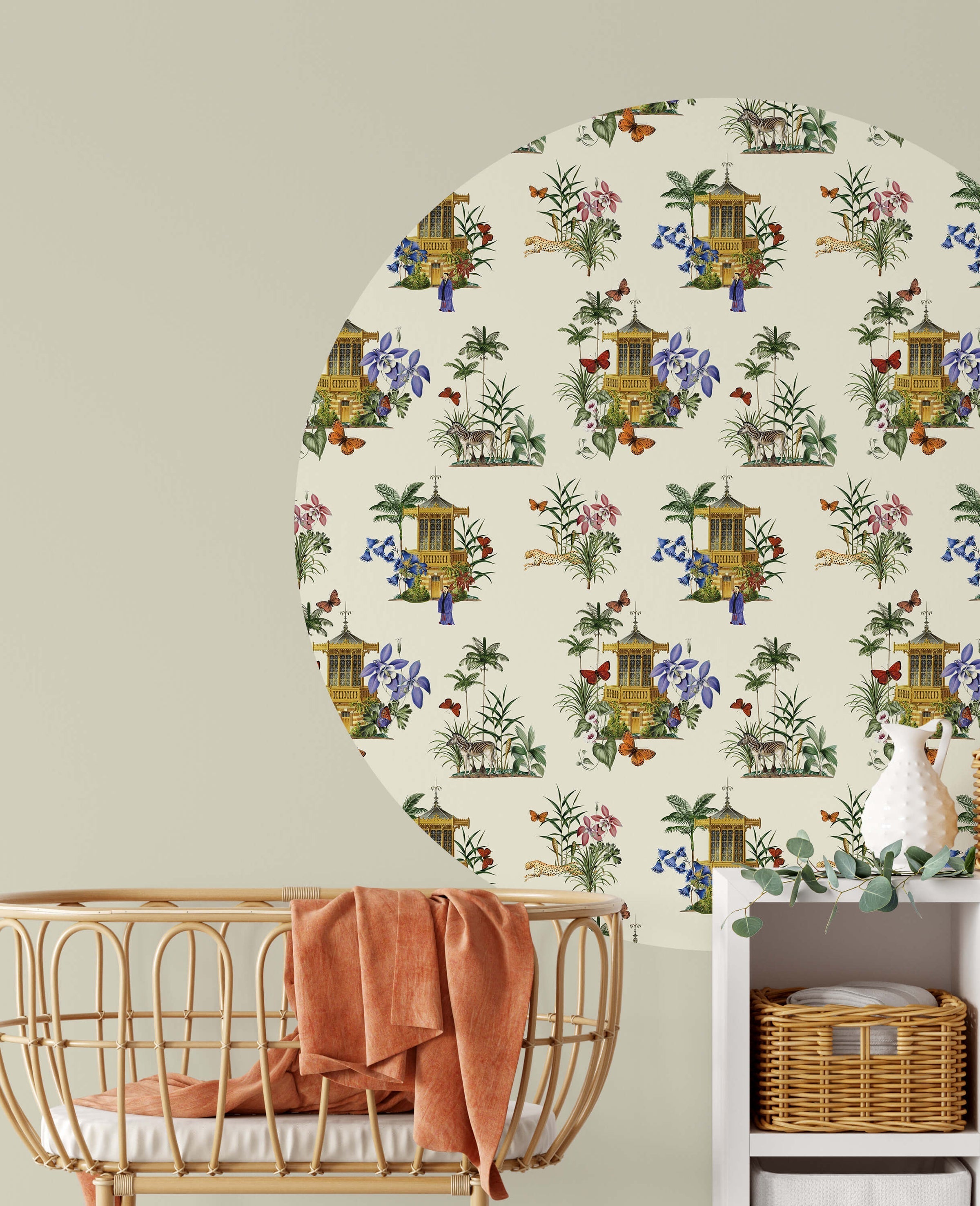 Creative Lab Amsterdam Asian Botanical Garden Vanilla Wallpaper Circle Mural-Beaumonde