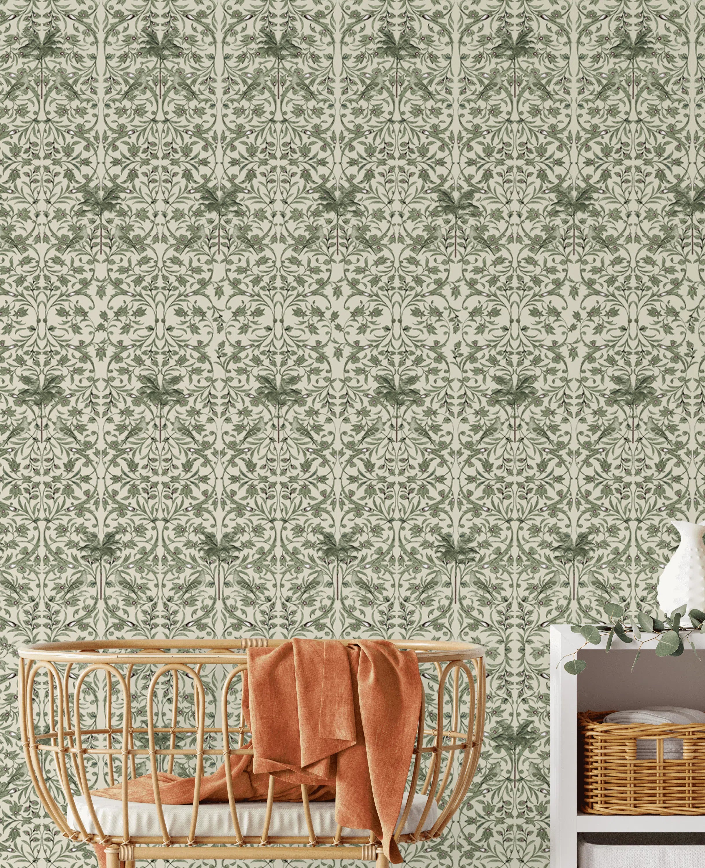 Creative Lab Amsterdam Celestial Palm Green Wallpaper Mural-Beaumonde