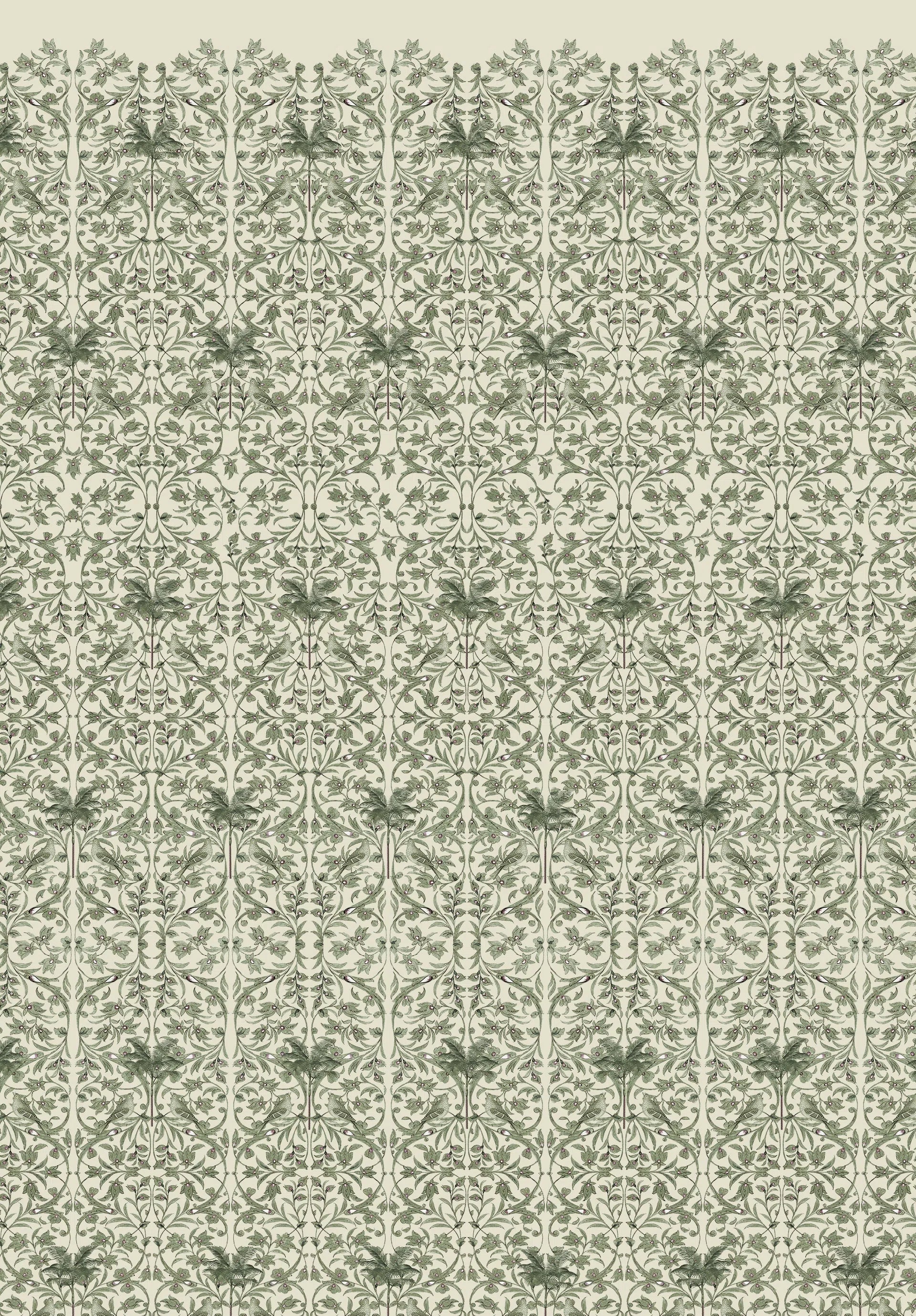 Creative Lab Amsterdam Celestial Palm Green Wallpaper Mural-Beaumonde