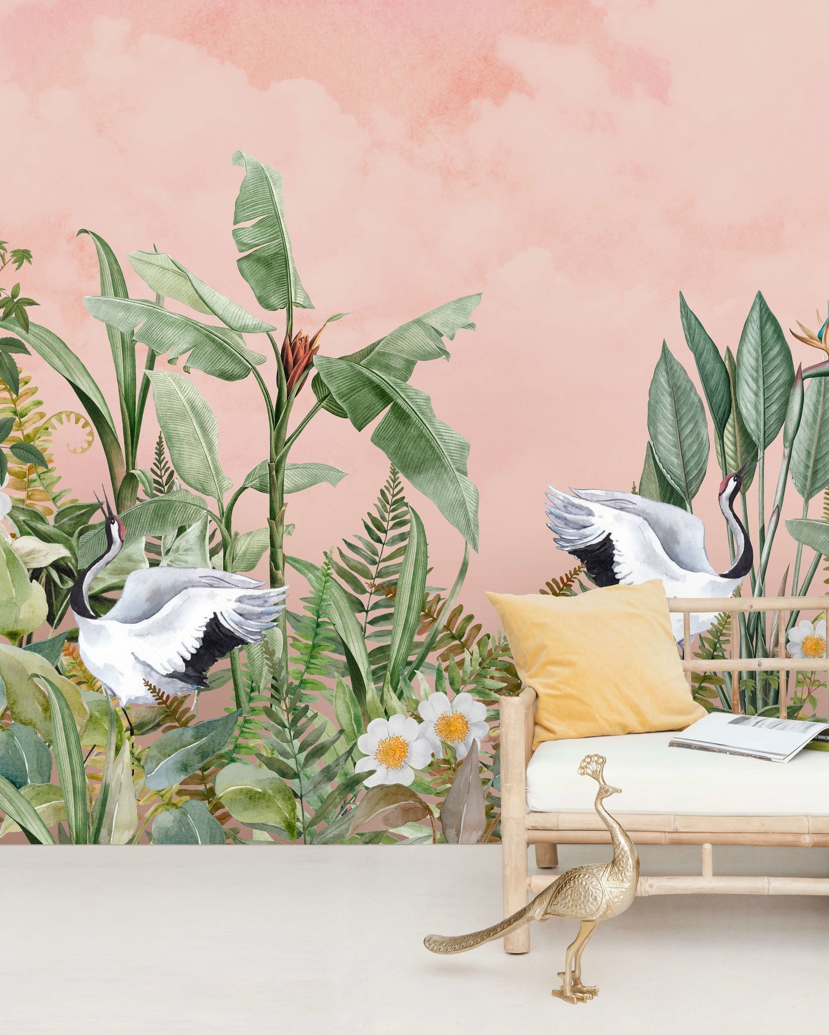 Creative Lab Amsterdam Dancing Crane Birds Wallpaper Mural-Beaumonde