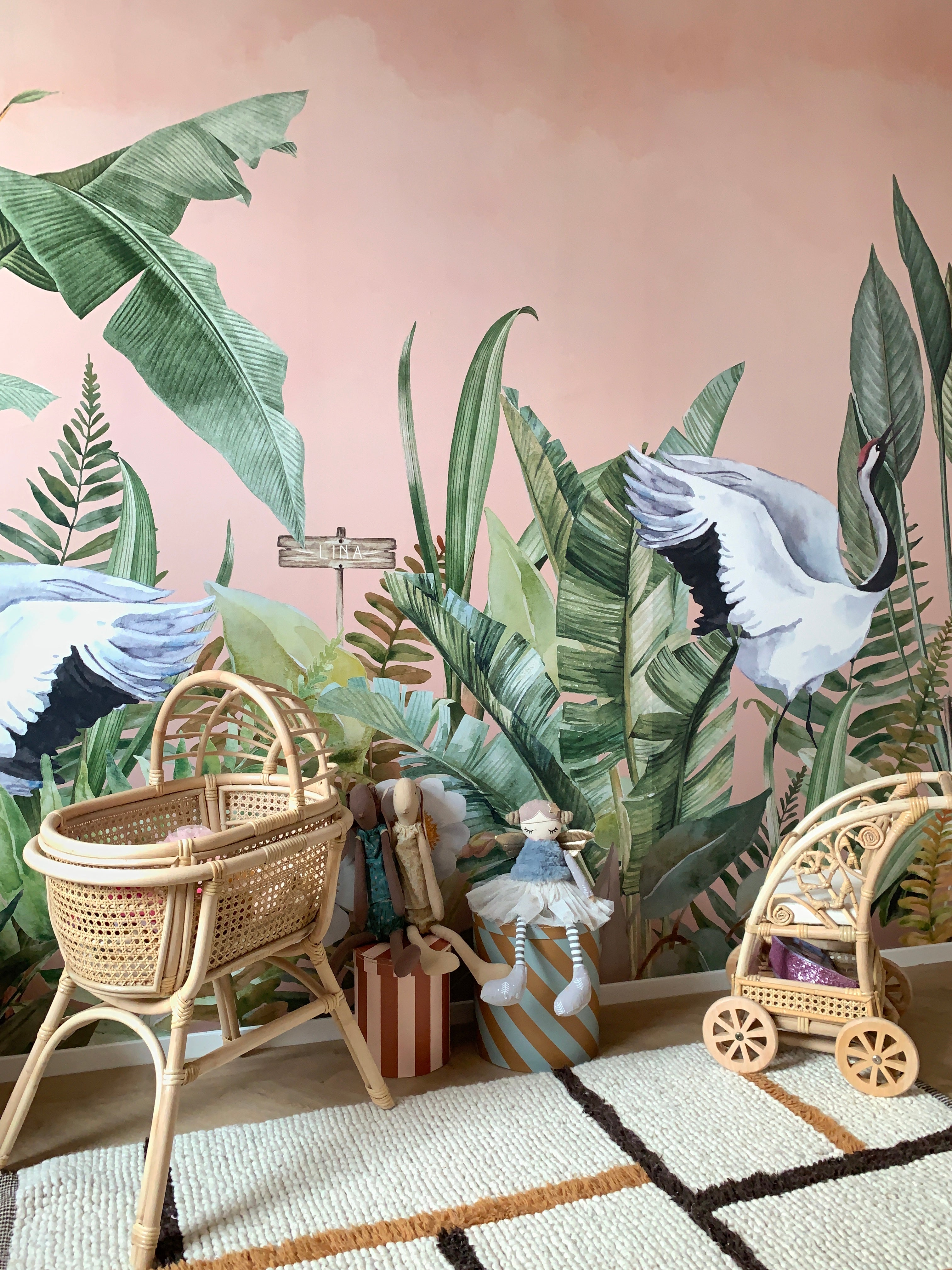Creative Lab Amsterdam Dancing Crane Birds Wallpaper Mural-Beaumonde