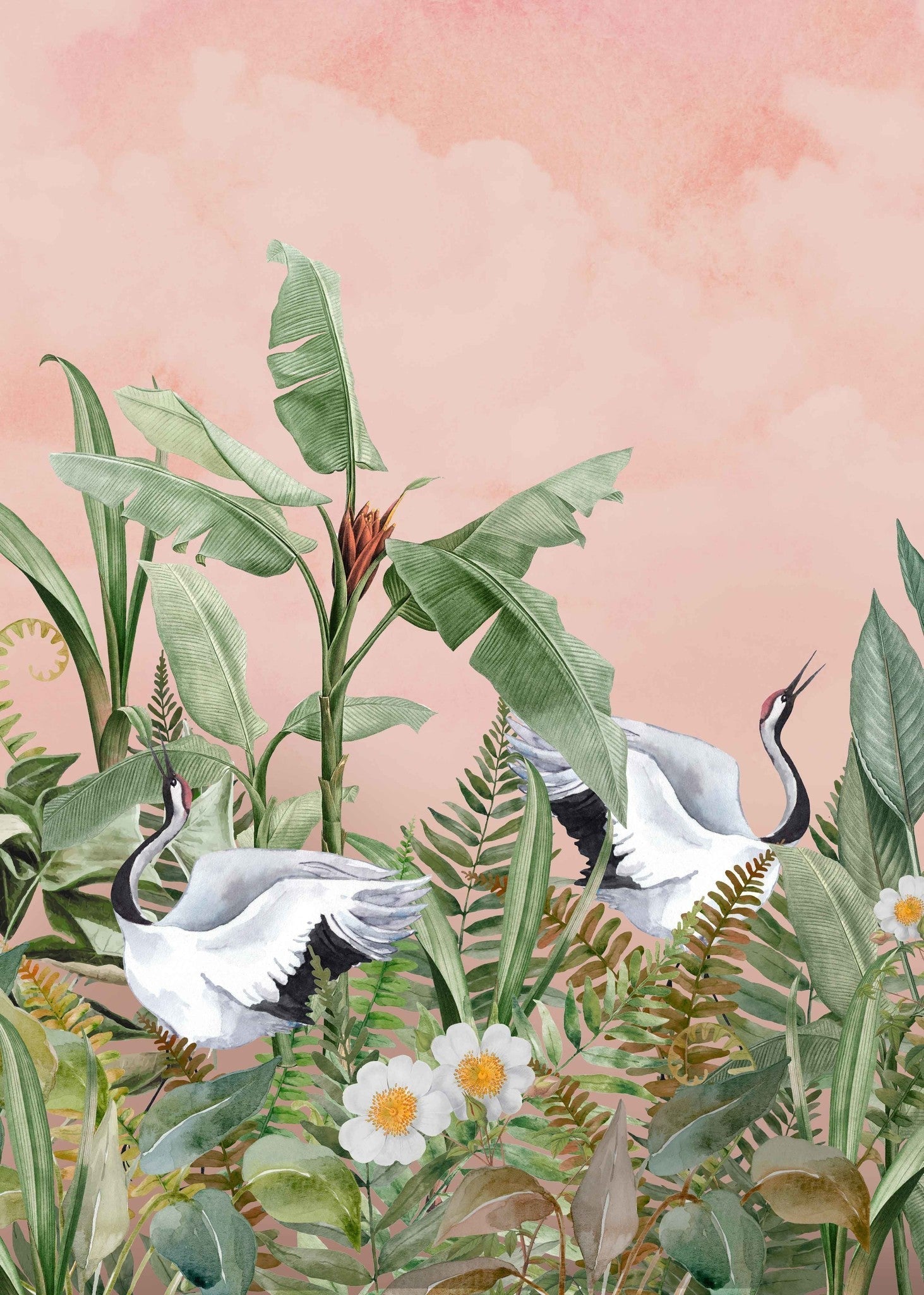 Creative Lab Amsterdam Dancing Crane Birds Wallpaper Mural-Beaumonde