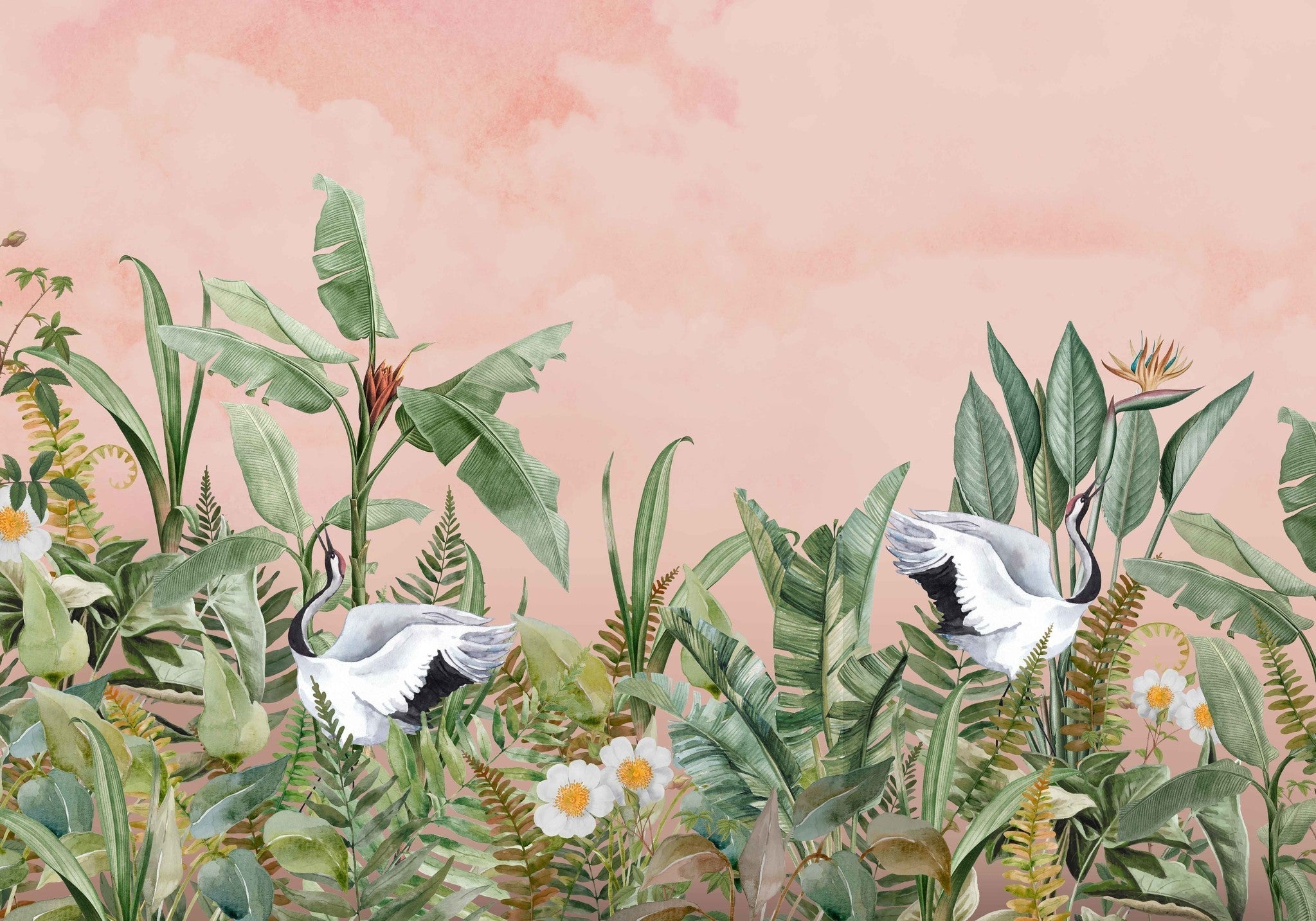 Creative Lab Amsterdam Dancing Crane Birds Wallpaper Mural-Beaumonde