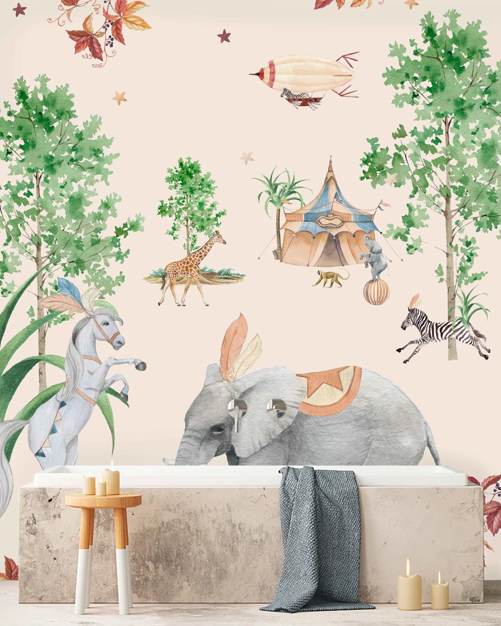 Creative Lab Amsterdam Elephant Setting Wallpaper Mural-Beaumonde