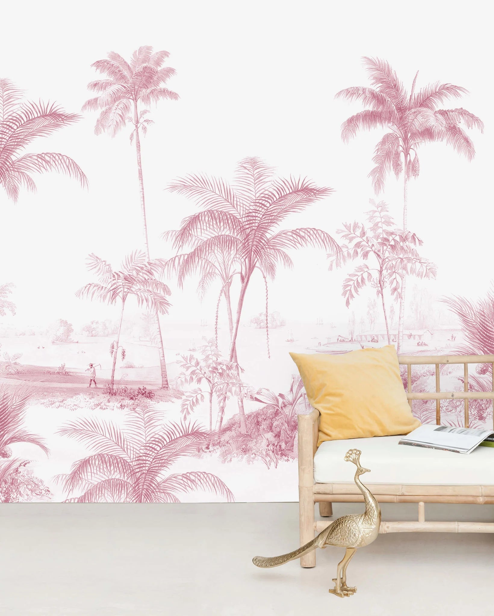Creative Lab Amsterdam Exotic Palms Pink Wallpaper Mural-Beaumonde