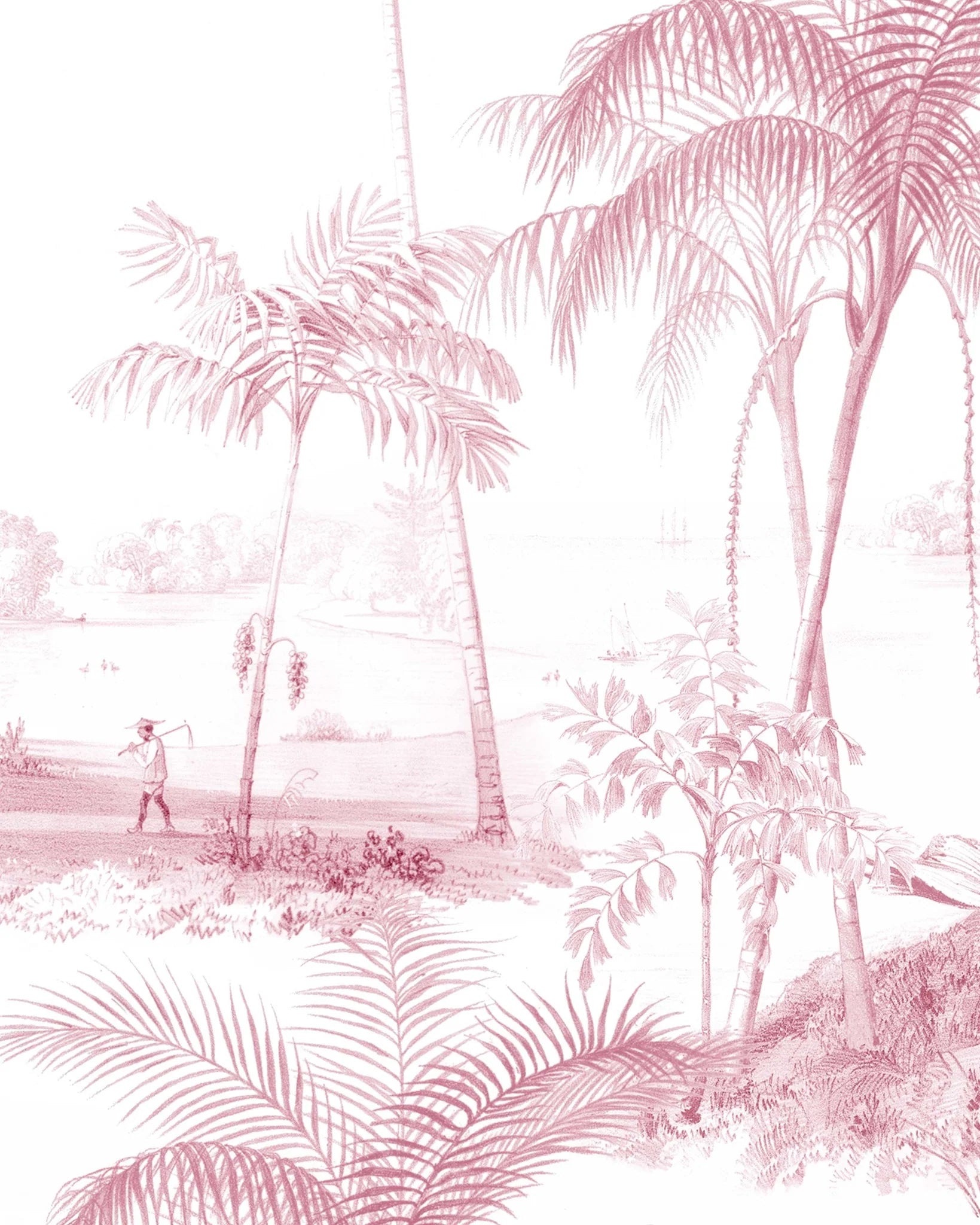 Creative Lab Amsterdam Exotic Palms Pink Wallpaper Mural-Beaumonde