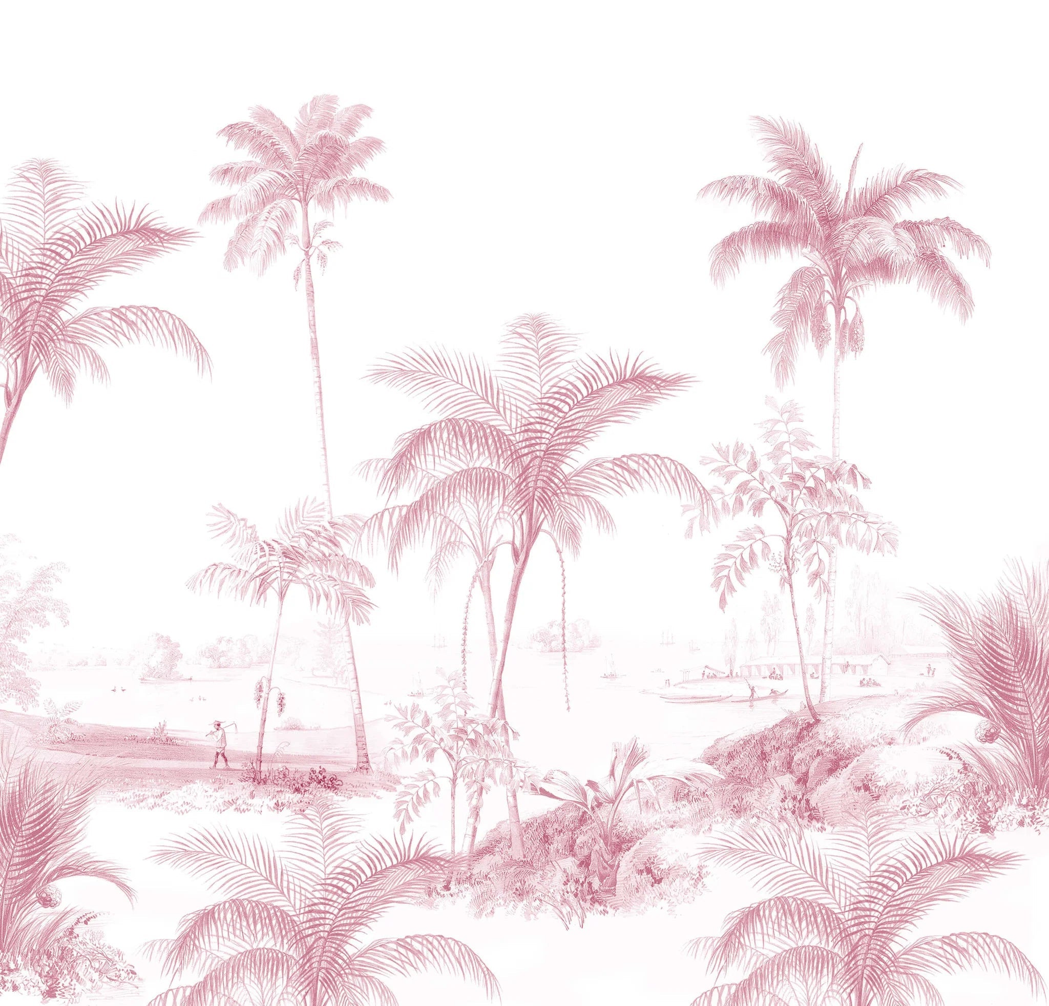 Creative Lab Amsterdam Exotic Palms Pink Wallpaper Mural-Beaumonde