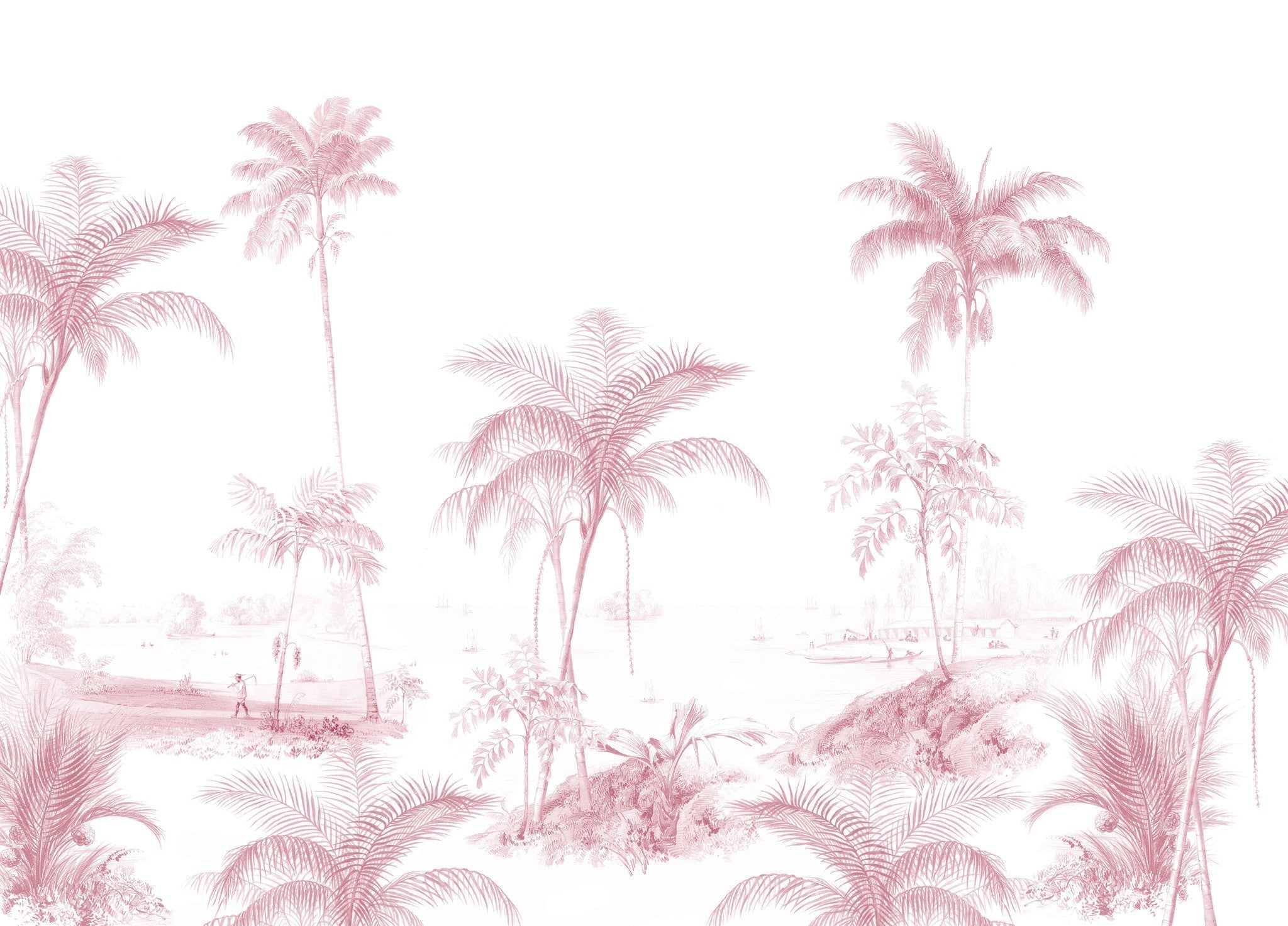 Creative Lab Amsterdam Exotic Palms Pink Wallpaper Mural-Beaumonde