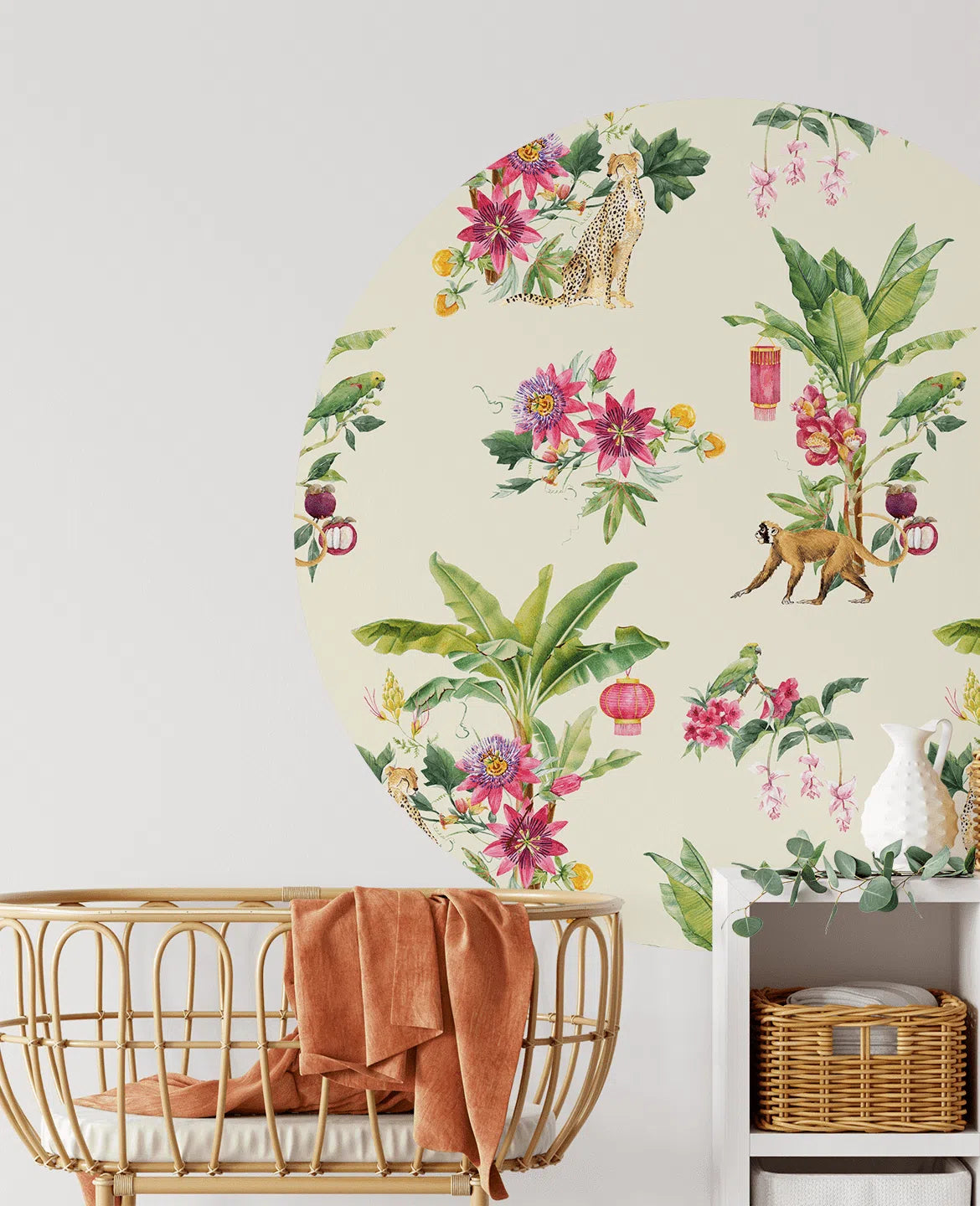Creative Lab Amsterdam Floral Festival Vanilla Wallpaper Circle Mural-Beaumonde