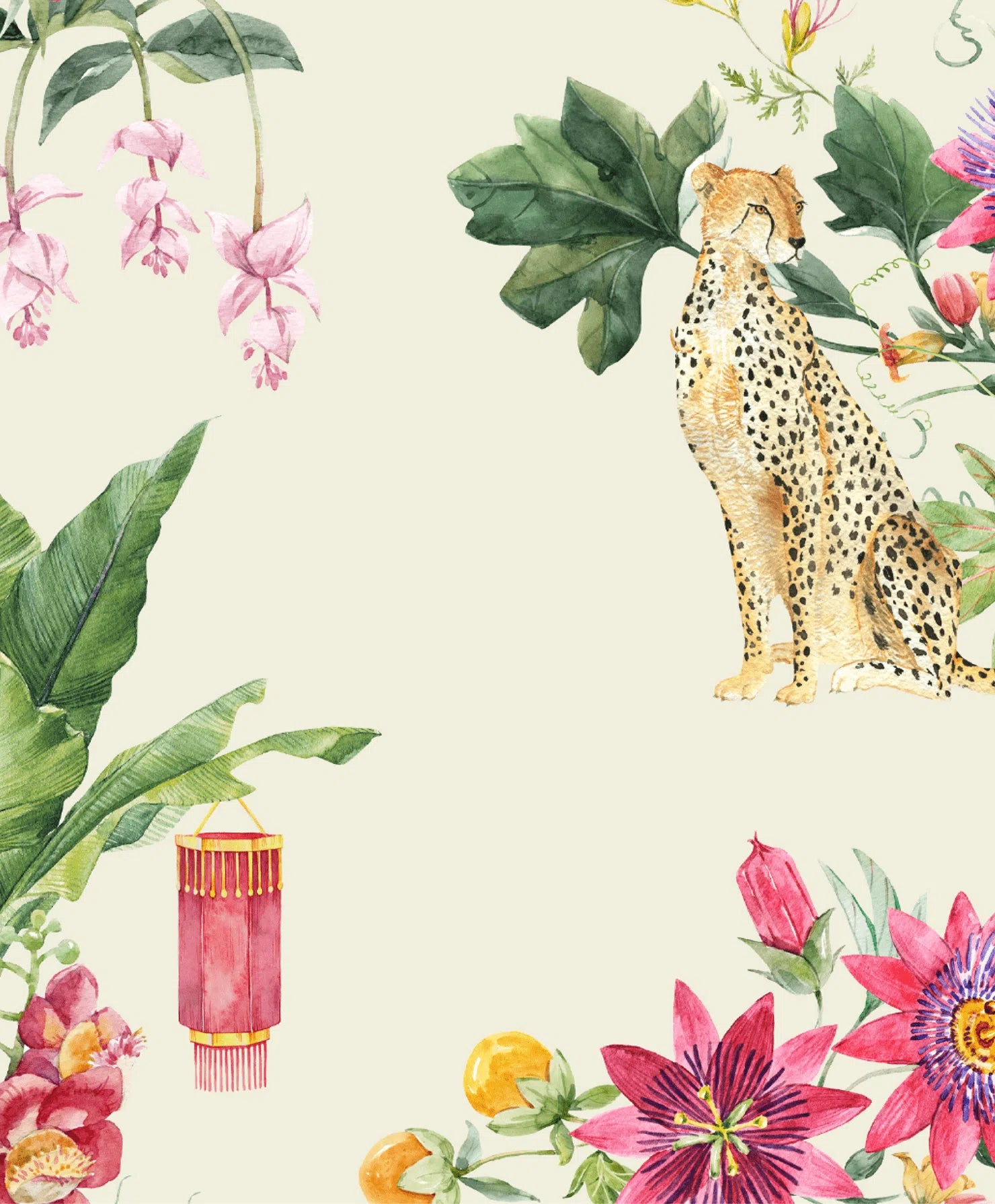 Creative Lab Amsterdam Floral Festival Vanilla Wallpaper Circle Mural-Beaumonde