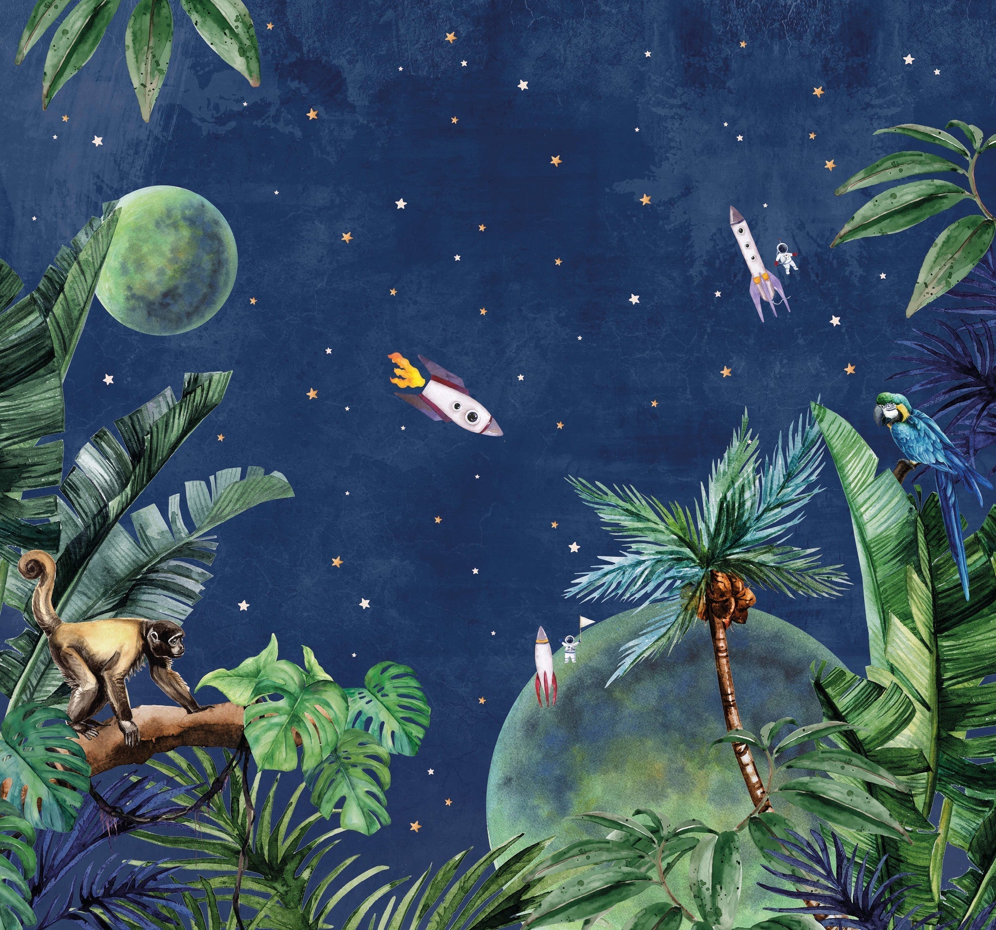 Creative Lab Amsterdam From Jungle to Space Wallpaper Circle Mural-Beaumonde