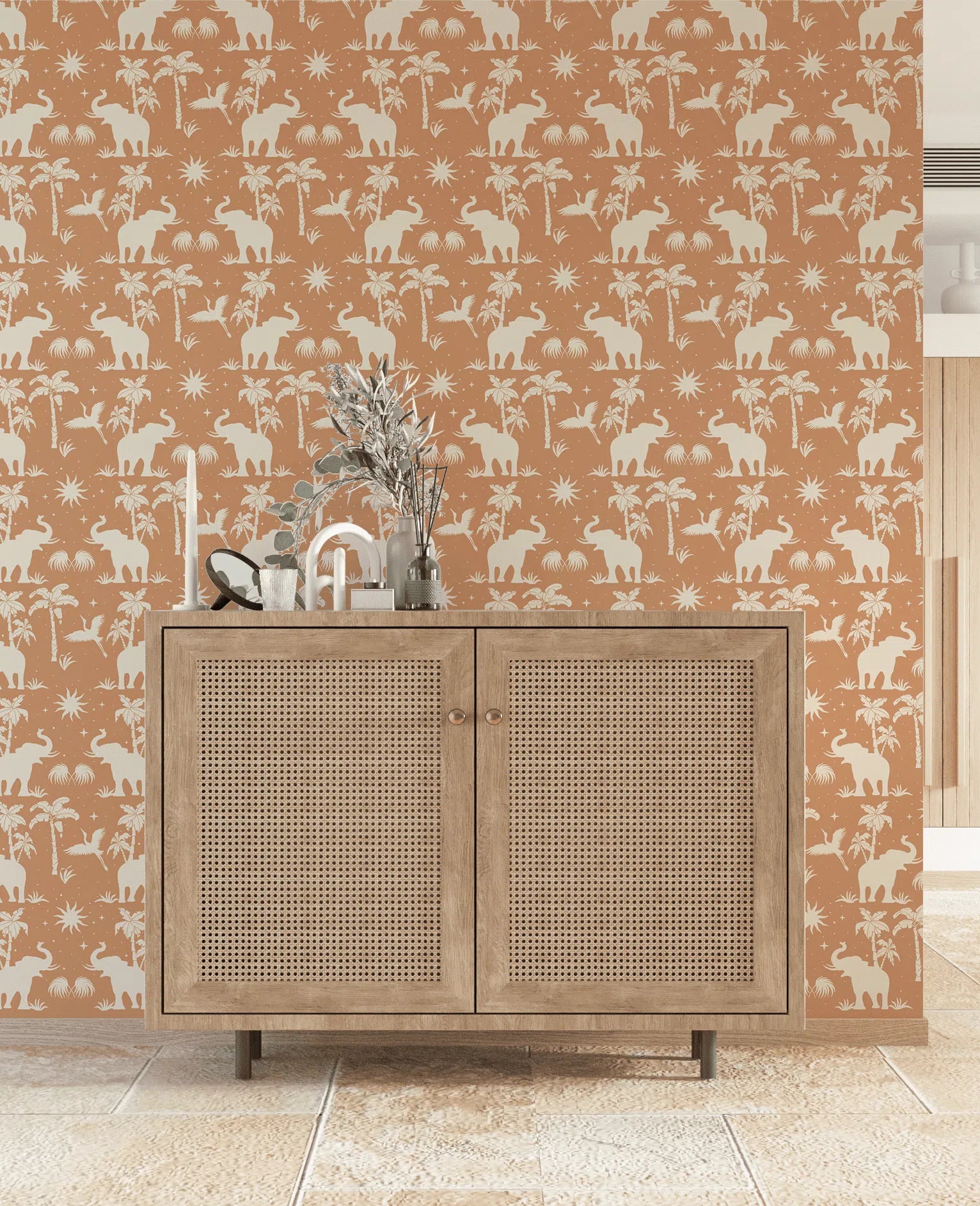 Creative Lab Amsterdam Generous Jungle Dusty Orange Wallpaper Circle Mural-Beaumonde