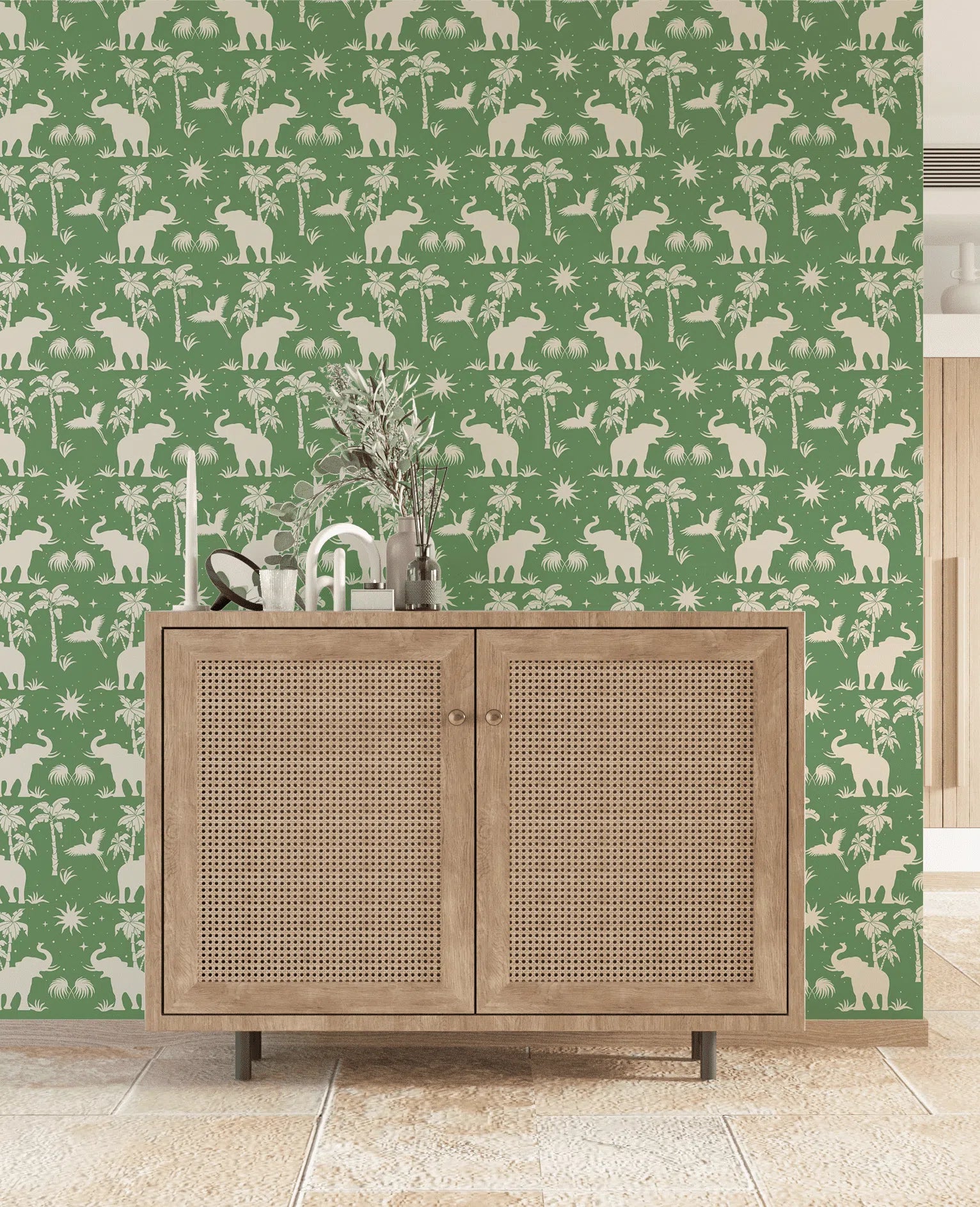 Creative Lab Amsterdam Generous Jungle Green Wallpaper Circle Mural-Beaumonde
