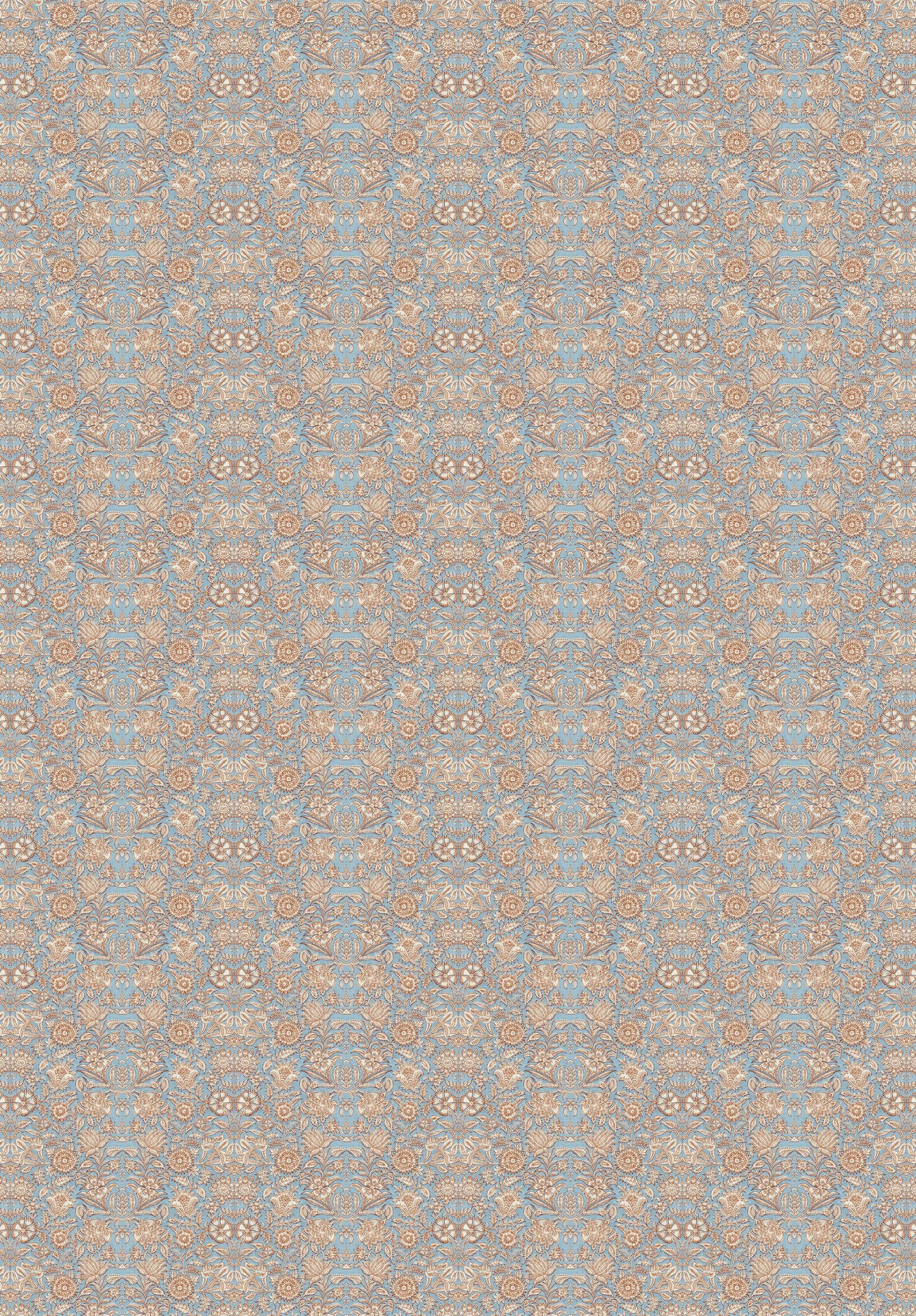 Creative Lab Amsterdam Indian Flower Blue Wallpaper Mural-Beaumonde