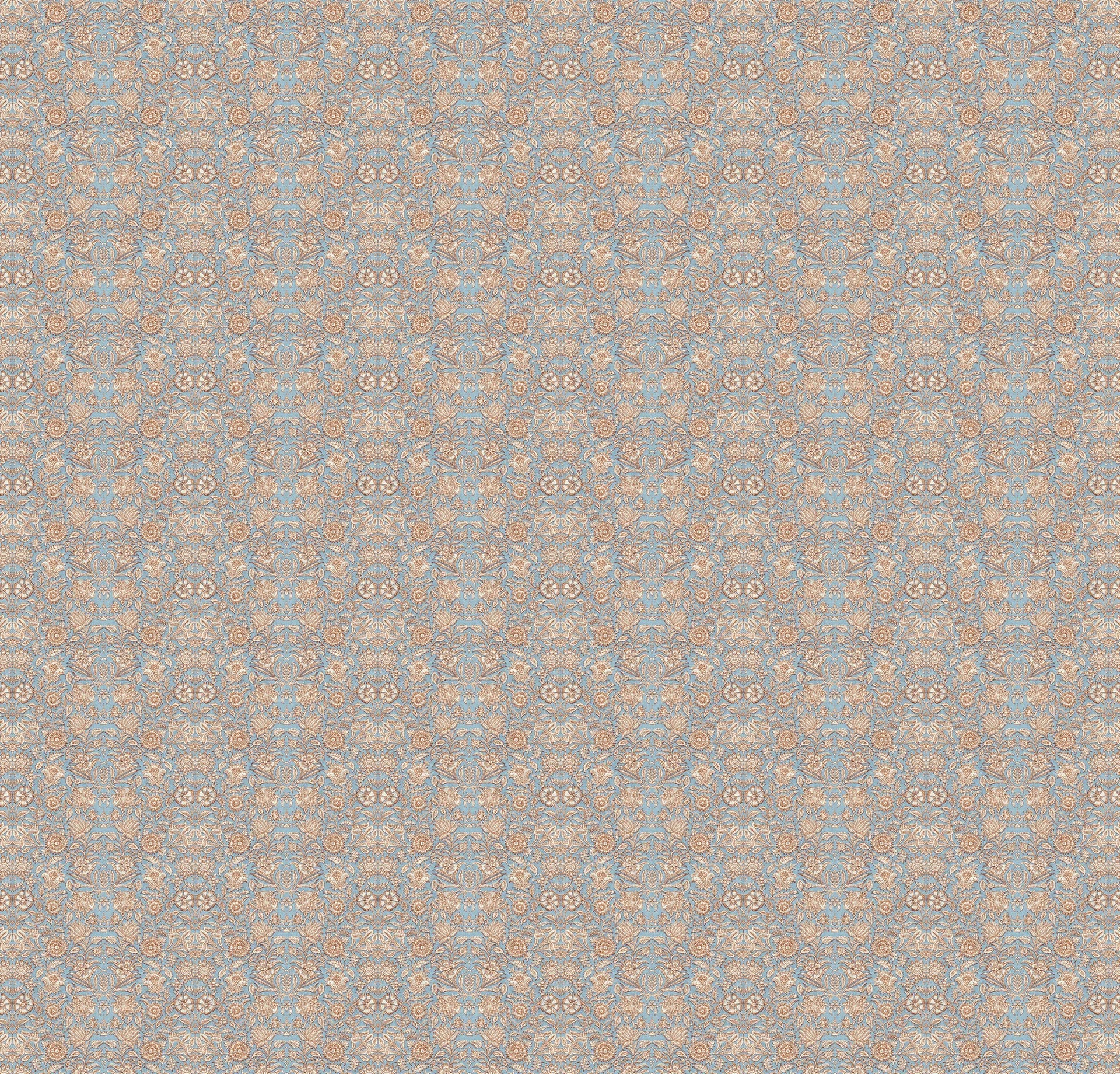 Creative Lab Amsterdam Indian Flower Blue Wallpaper Mural-Beaumonde